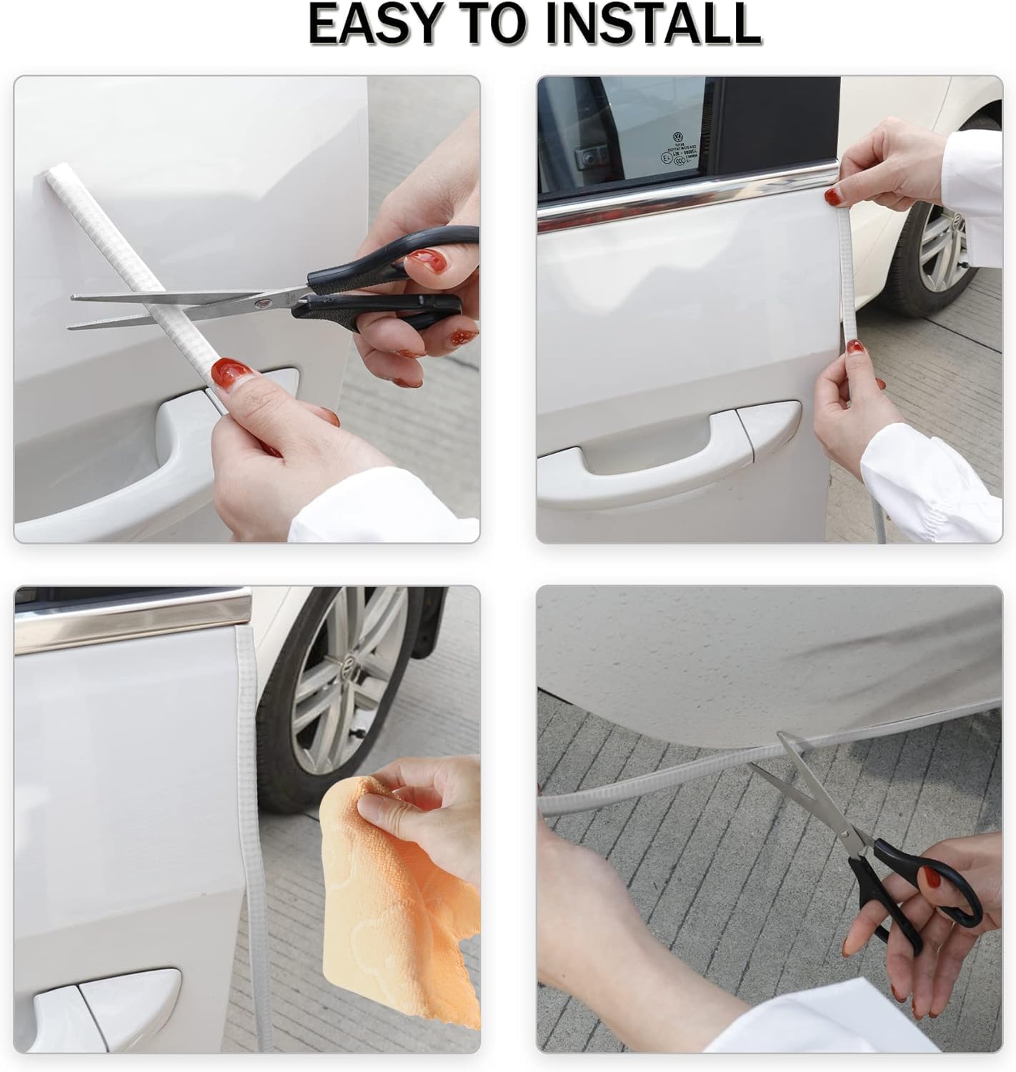 Singaro 33Ft (10M) Car Door Edge Guard, No Glue Rubber Decorative Protective Strip, Car Door Entry Protector, Applicable To Car, Truck, Suv And Atv, Car Exterior Accessories(White)