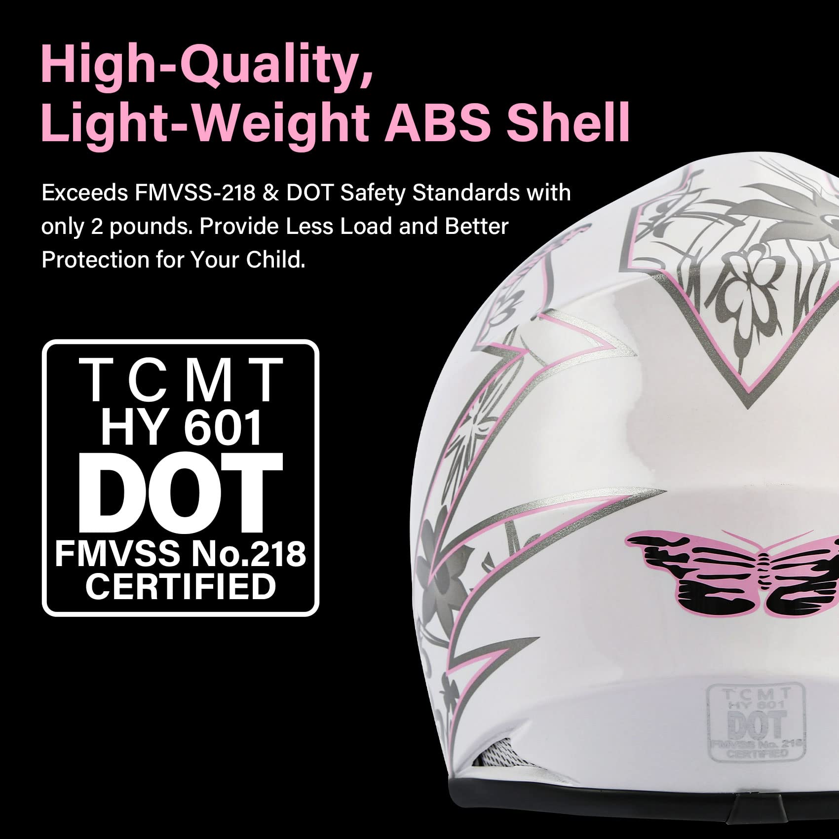 Tcmt Dot Youth & Kids Motocross Offroad Street Helmet Pink Butterfly Motorcycle Youth Helmet Dirt Bike Motocross Atv Helmet+Gogg