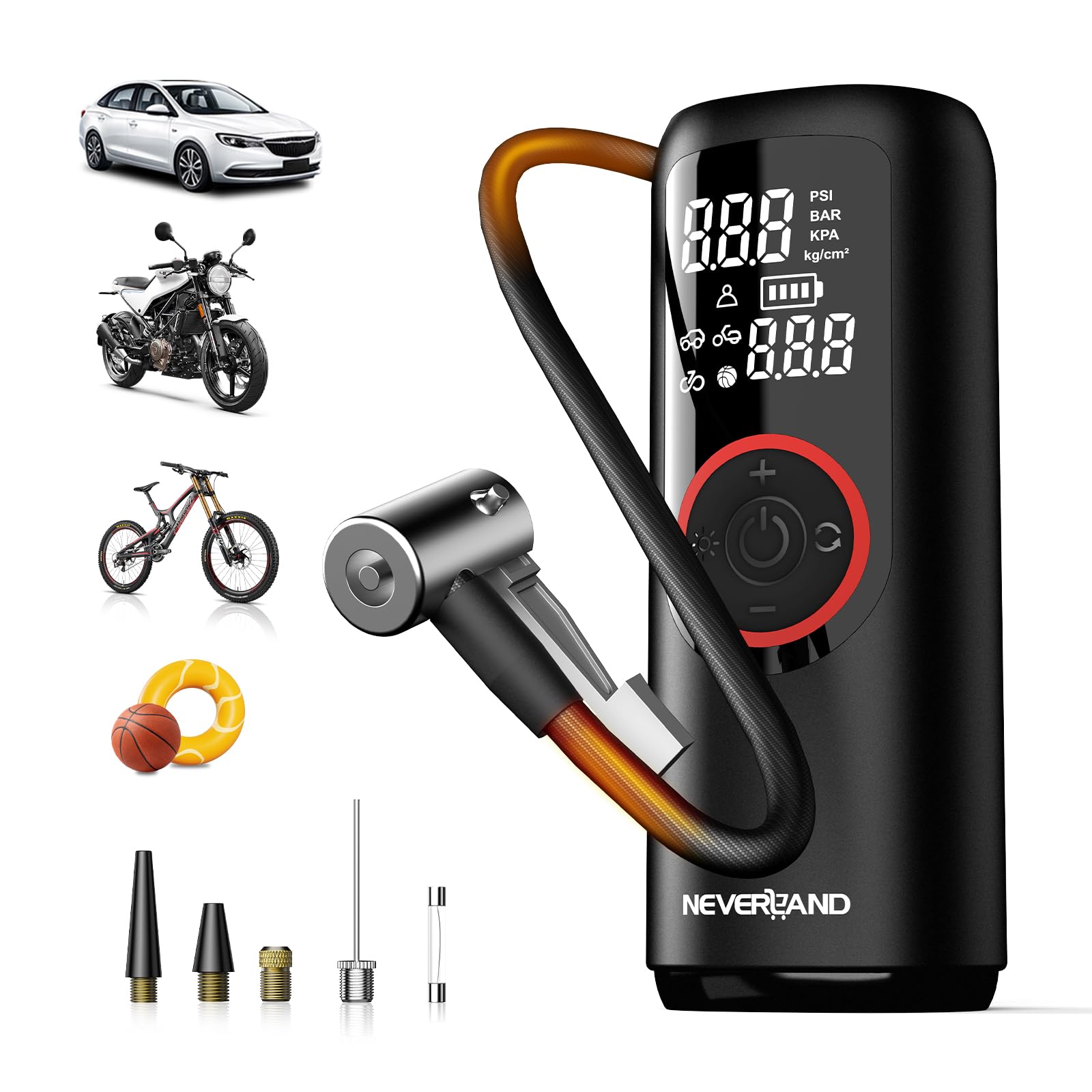 Neverland Tire Inflator Portable Air Compressor - 5X Faster 150 Psi Electric Air Pump For Car Tires, Cordless Tire Inflator With