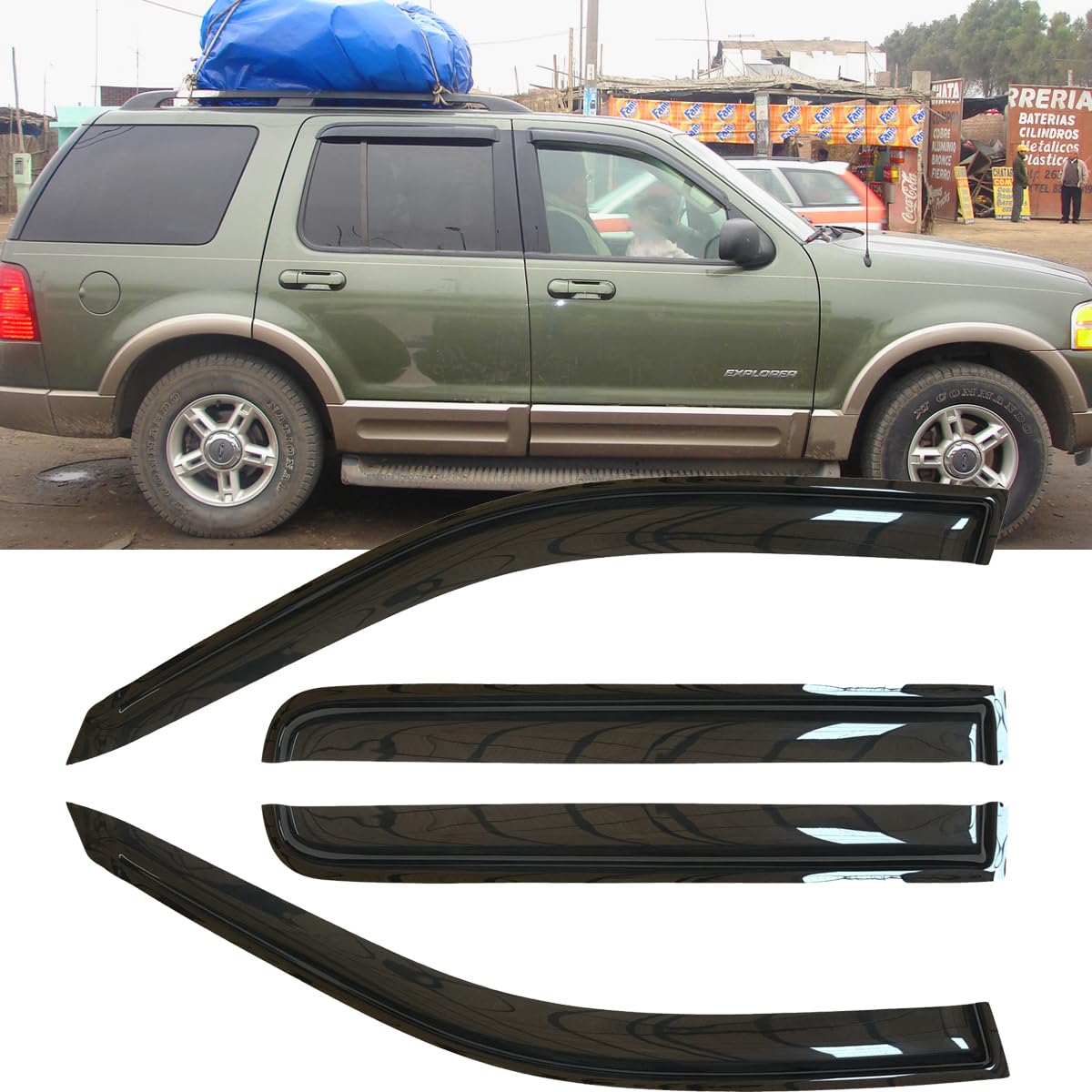 4Pcs Original Shatterproof Side Window Wind Deflector Tape On Sun Rain Guards Vent Window Visors For 02-10 Explorer Mercury Moun