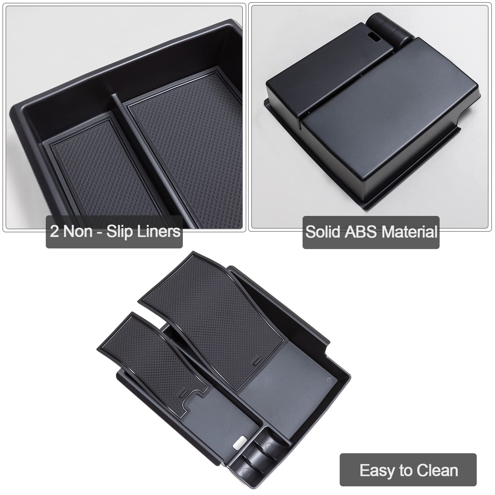Topinstall New Center Console Tray Compatible With Ford Bronco 2021-2023 Accessories, Full Size Bronco Armrest Storage Box Organizer Abs Plastic Black Insert (2/4 Door)-Black