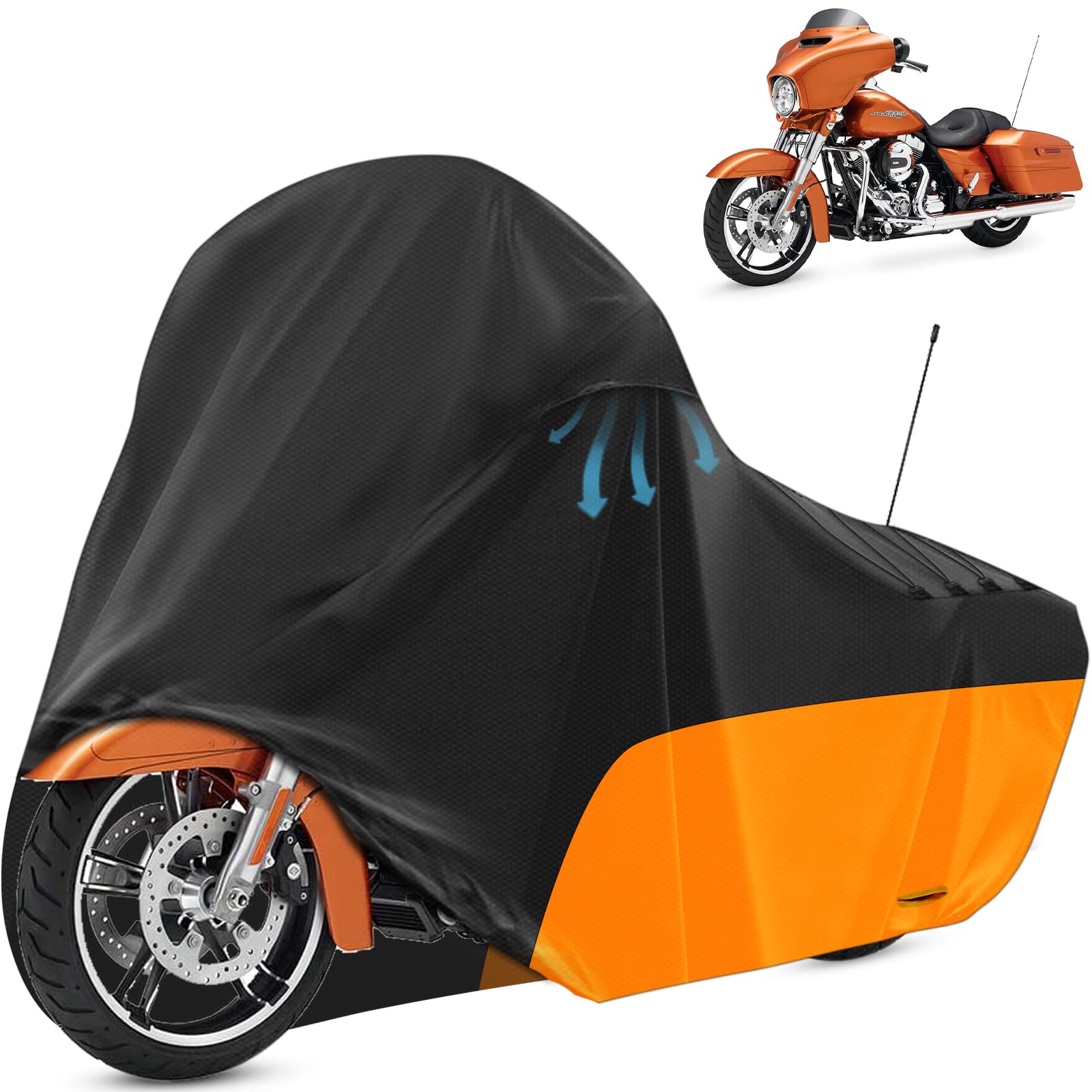 Tokept Motorcycle Cover, with Vents Dirt Bike Cover,for Different Touring Models Harley Davidson Road King,Road Glide,Street Gli
