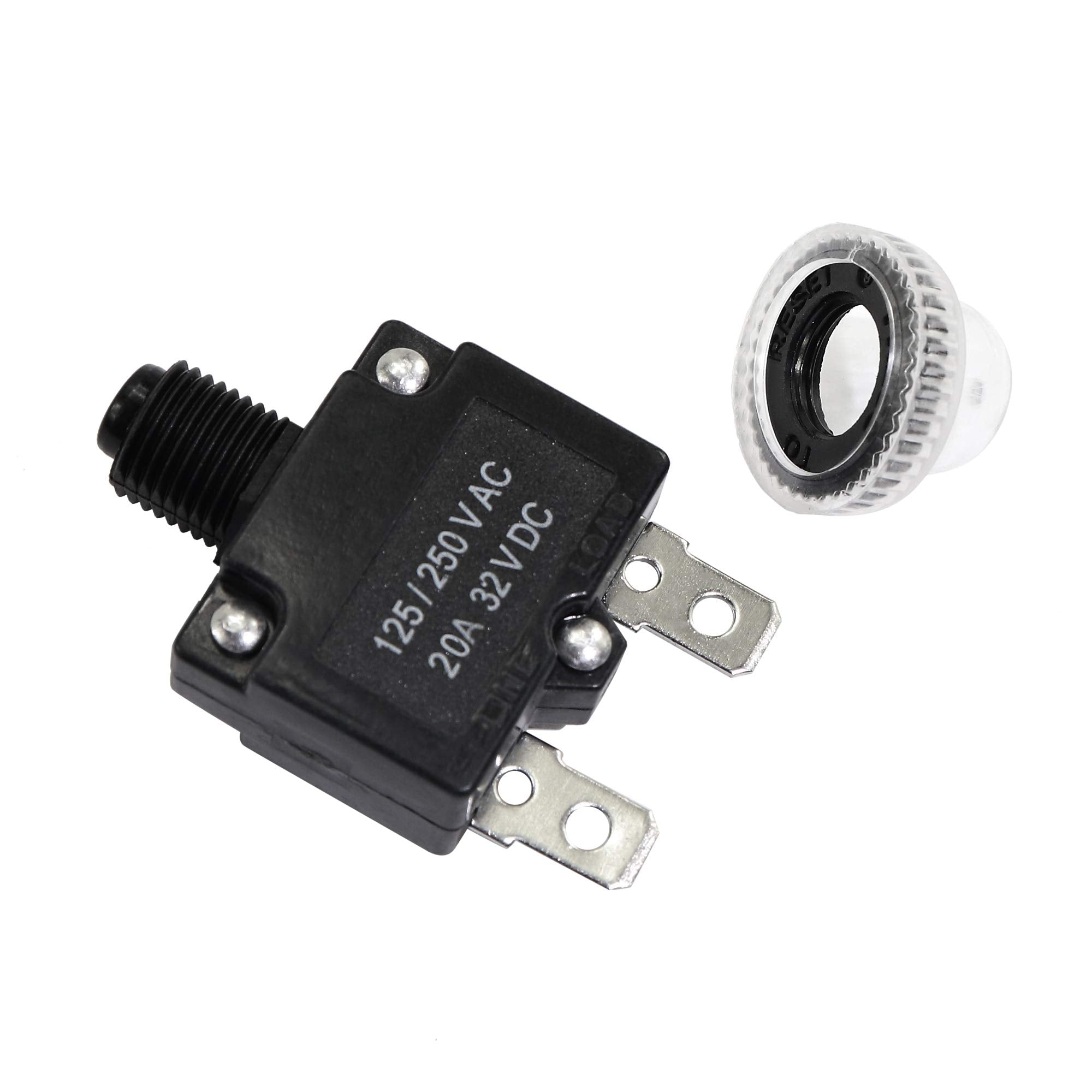 Fuzbaxy 5Pcs 20Amp Circuit Breakers With Push Button Reset With Quick Connect Terminals And Waterproof Button Cap