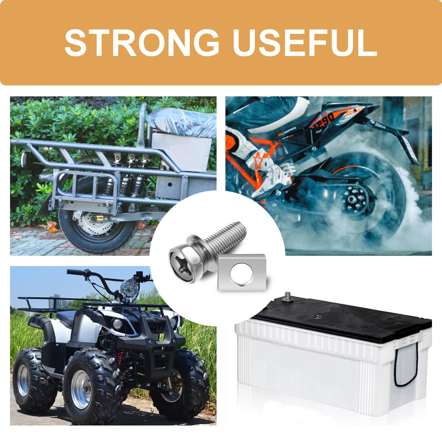 Zdwfdc 72Pcs Battery Terminal Motorcycle Bolts And Nuts Kit M6*10/12/14/16/18/20Mm 304 Stainless Steel Battery Bolt With Square