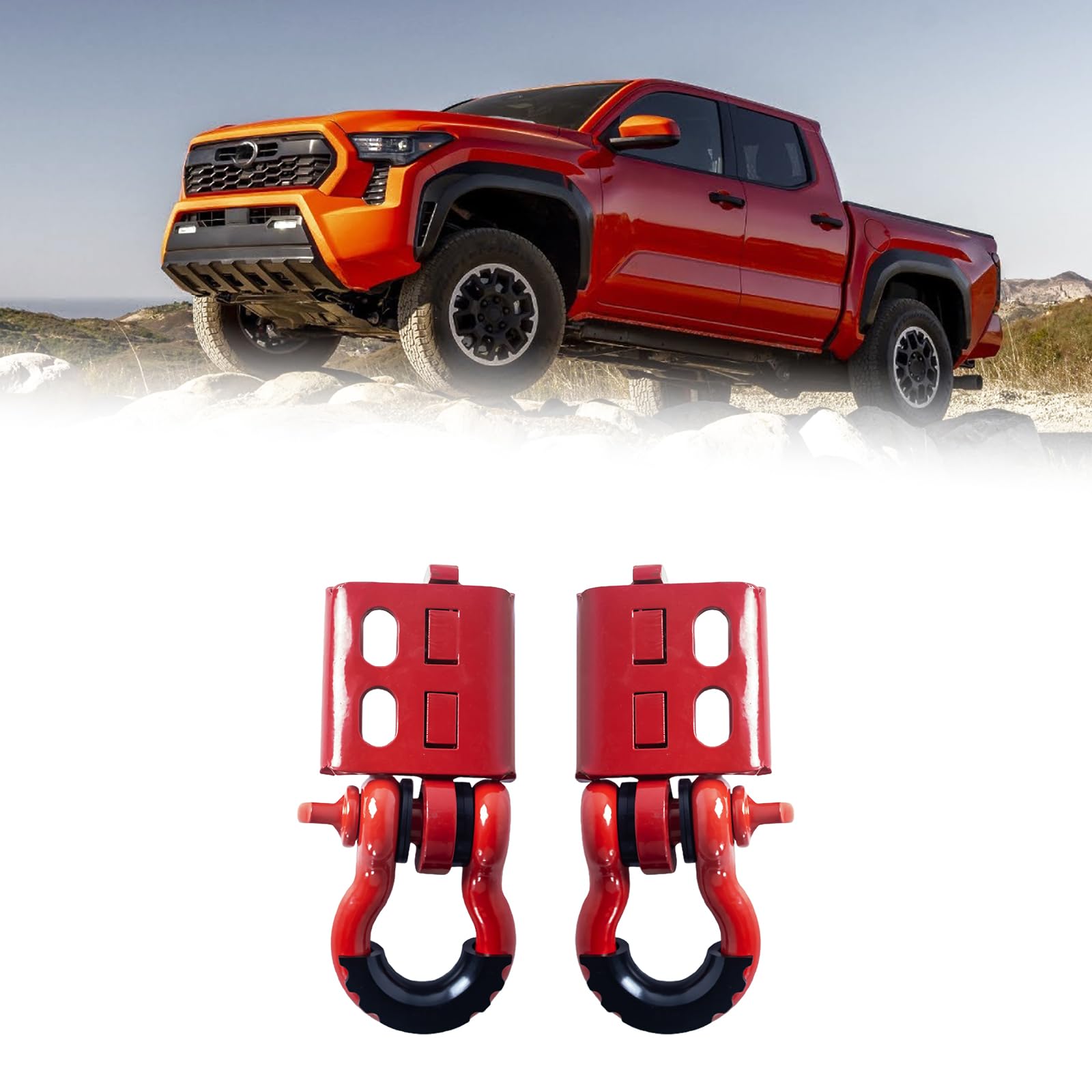 Front Tow Hooks with D Ring Shackle Compatible with 2024 2025 2026 Toyota Tacoma and 2025 2026 4Runner,Heavy Duty Bumper Towing 
