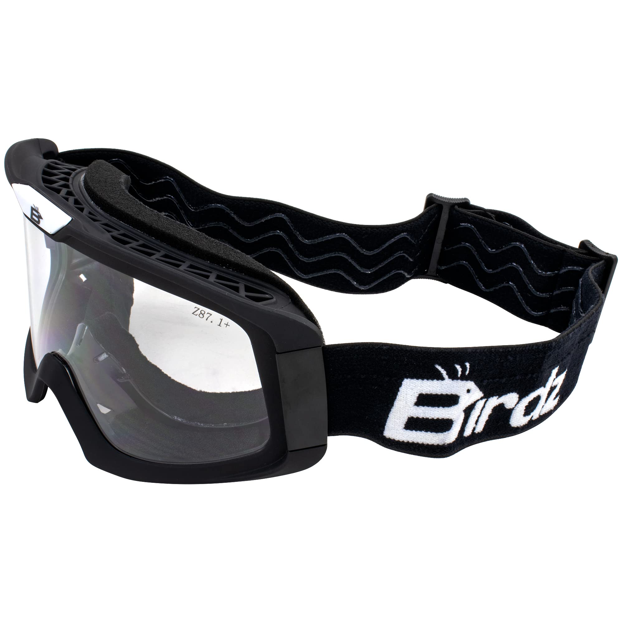 Birdz Pelican Black Fitover Padded Atv Motorcycle Otg Goggles With Clear Lens (Black-Clear)