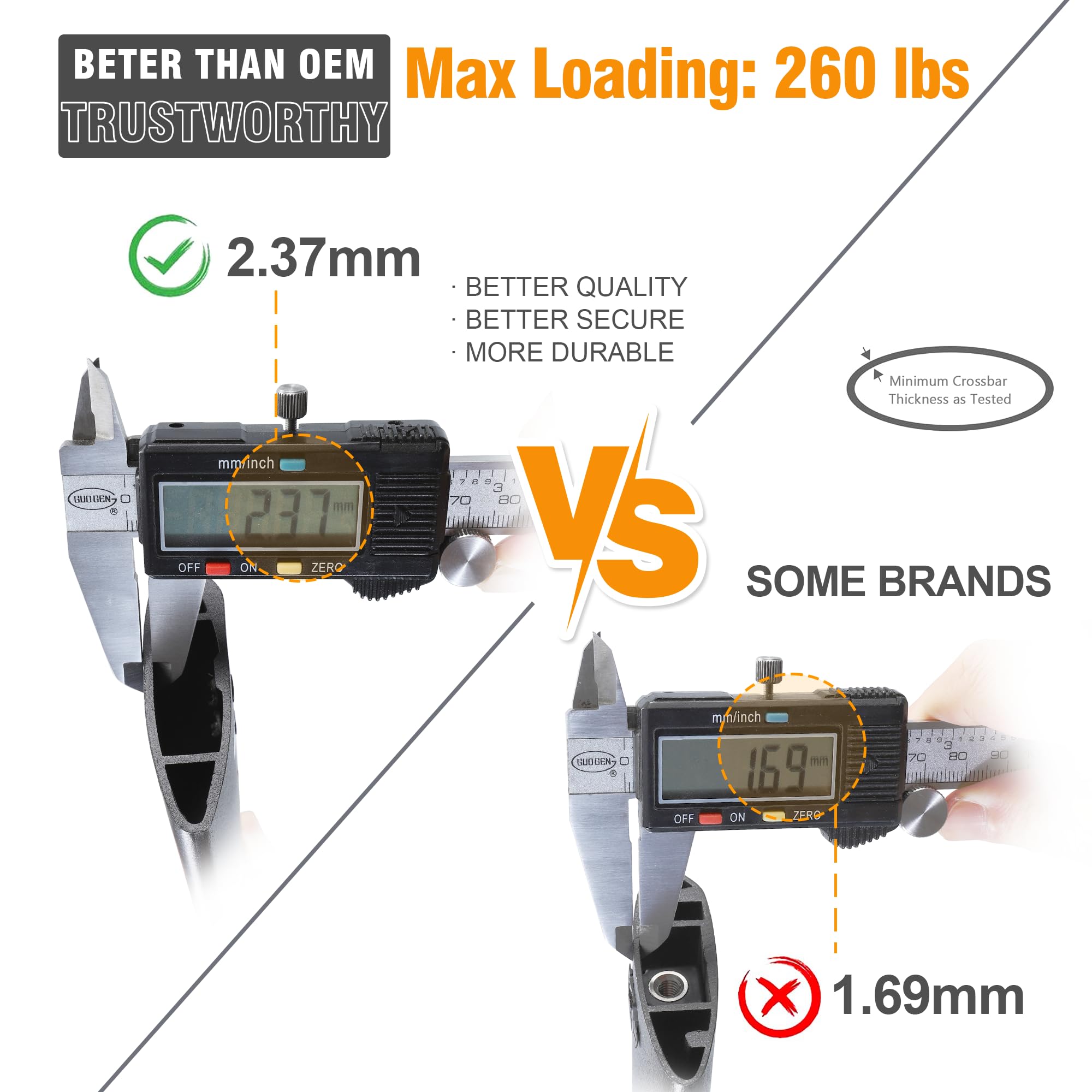 Autekcomma Heavy Duty Silver Upgraded Roof Rack Crossbar Compatible For Toyota Grand Highlander 2024Up All Grades.Max 260Lb Load