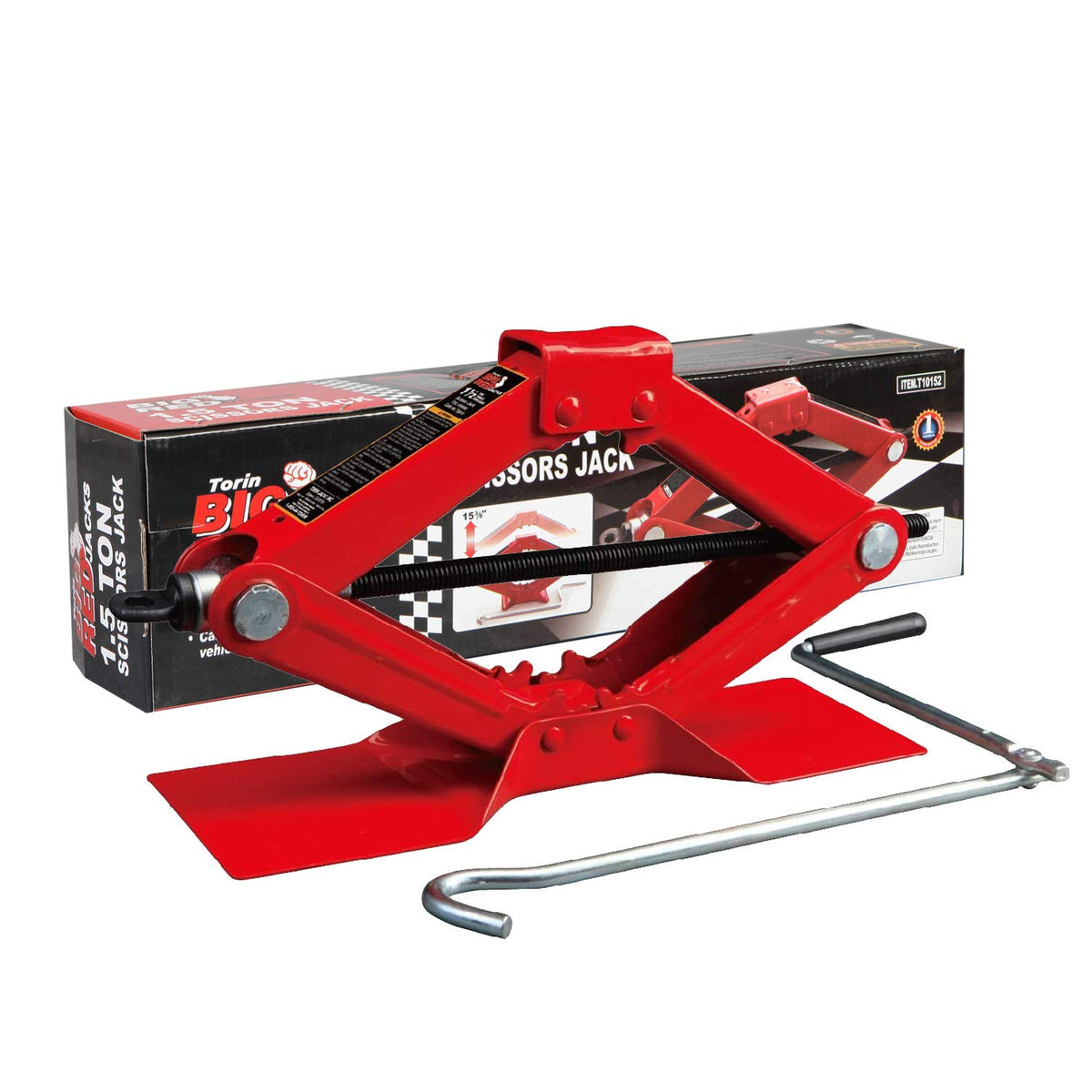 Big Red T10152 Torin Steel Scissor Lift Jack Car Kit, 1.5 Ton (3,000 Lb) Capacity, Red
