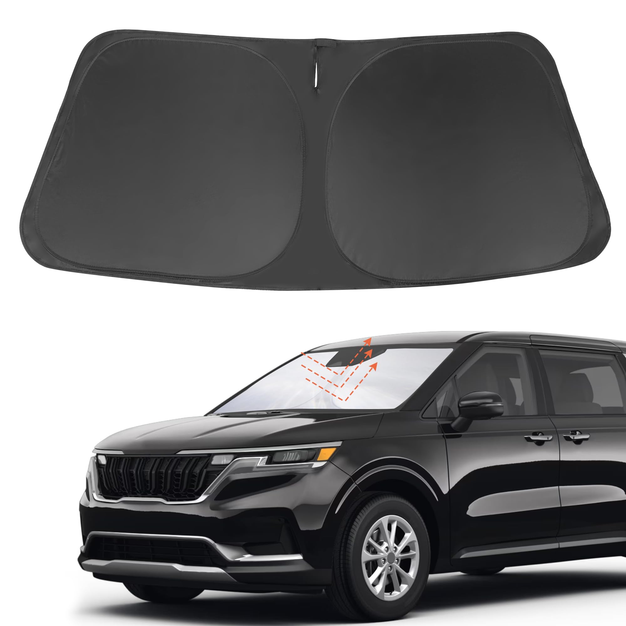Yycke Windshield Sun Shade Accessories Compatible With Kia Carnival 2022-2025 For Foldable Sunshade Sun Visor Blocks Uv