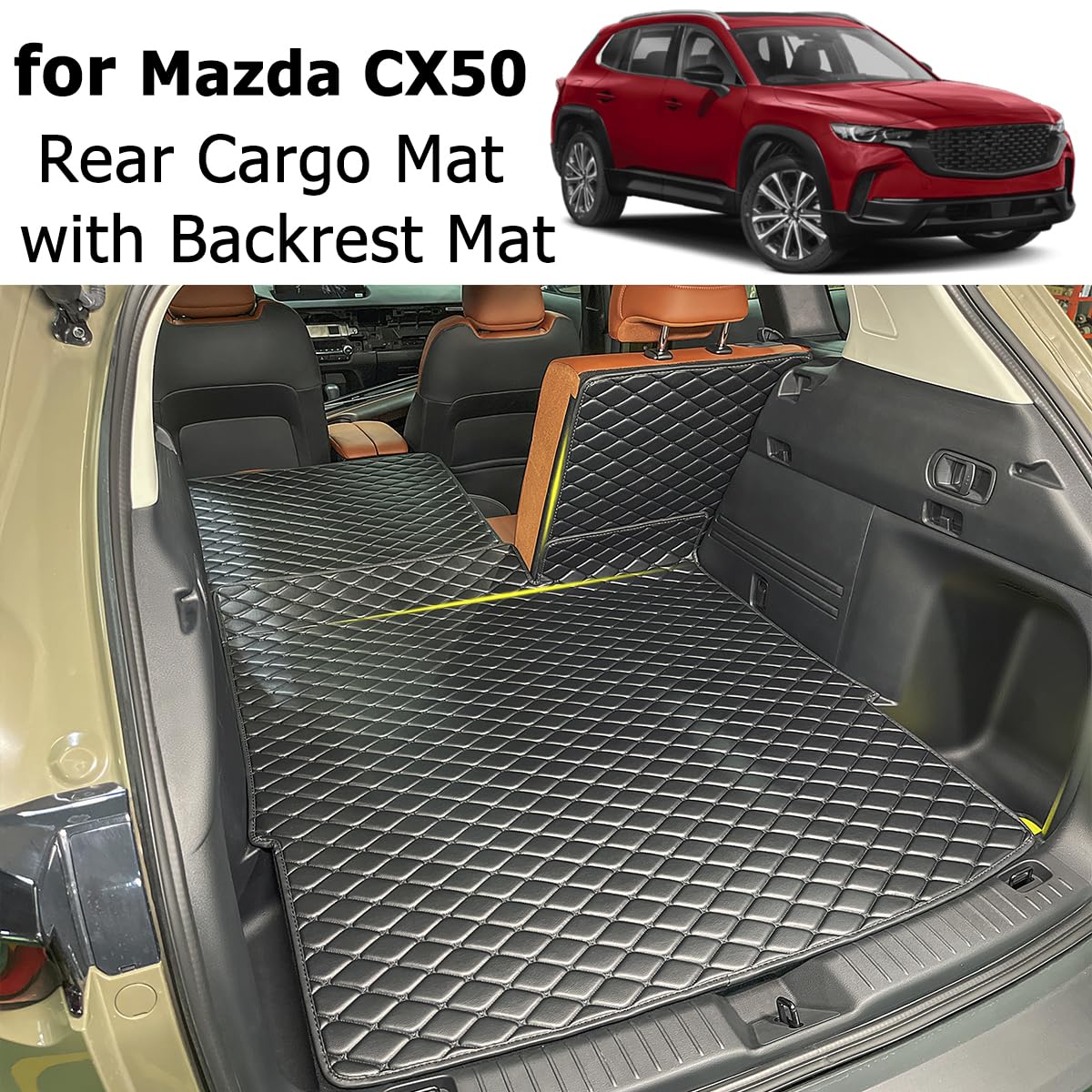 7Deekei For 2023-2024 Mazda Cx-50 Cx50 Trunk Mat And Rear Backrest Mat Cargo Liners All Weather Anti-Slip