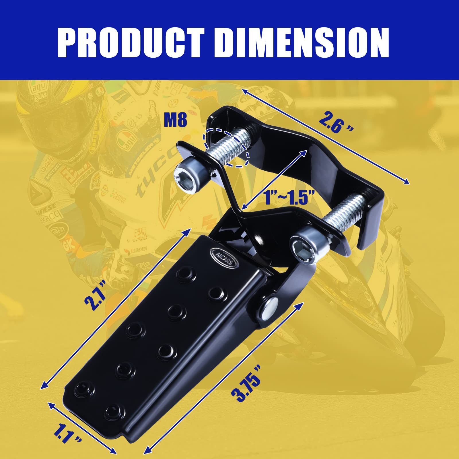 Aicars Universal Motorcycle Foot Pegs: Bike Footpegs Folding Pedal Fit For Mini Bike Atv Utv Go Karts