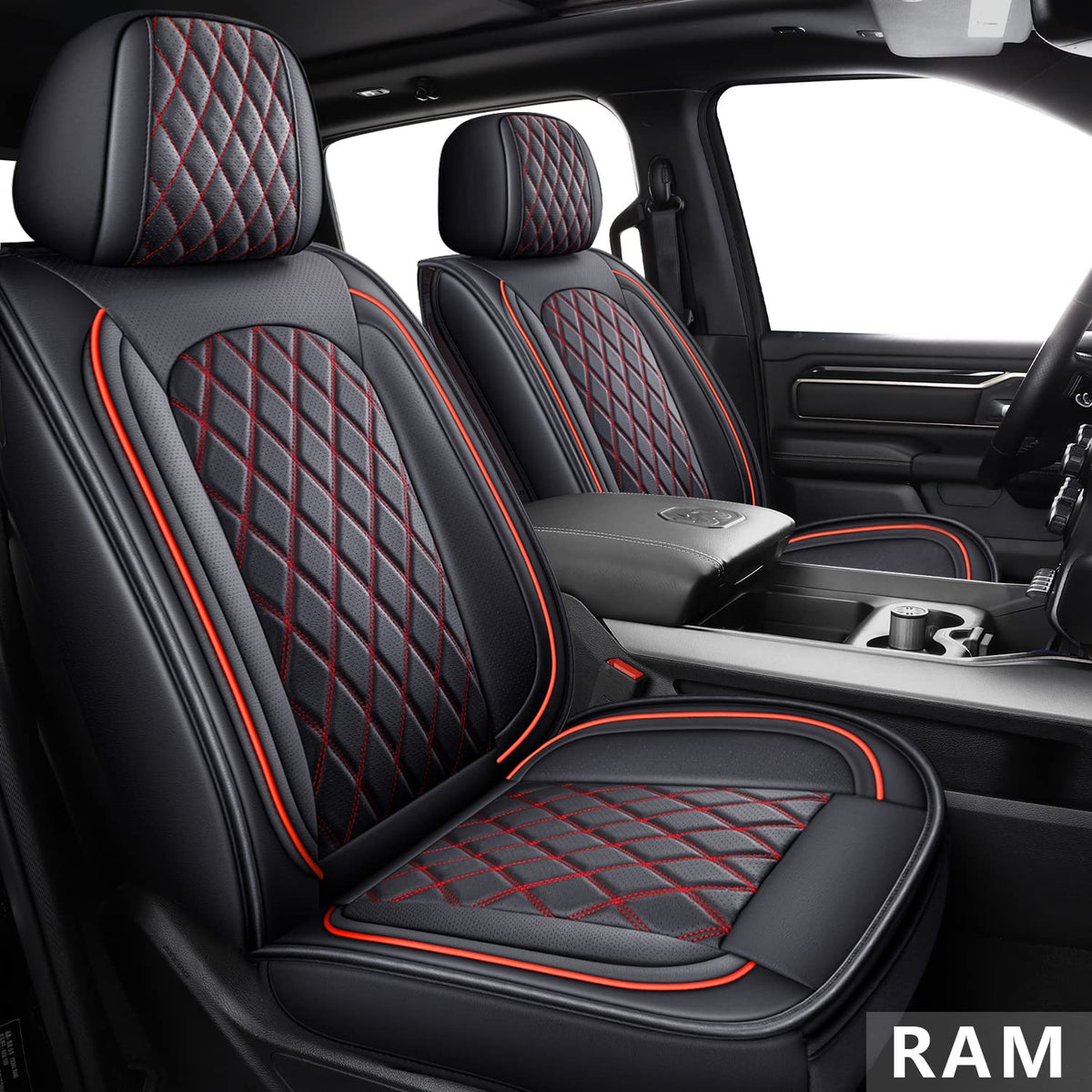 MIROZO Dodge Ram Seat Covers Full Set,5PCS Car Seat Cover Waterproof Fit 2009-2024 Ram 1500 2500 3500 Crew Quad Regular Cab Pick