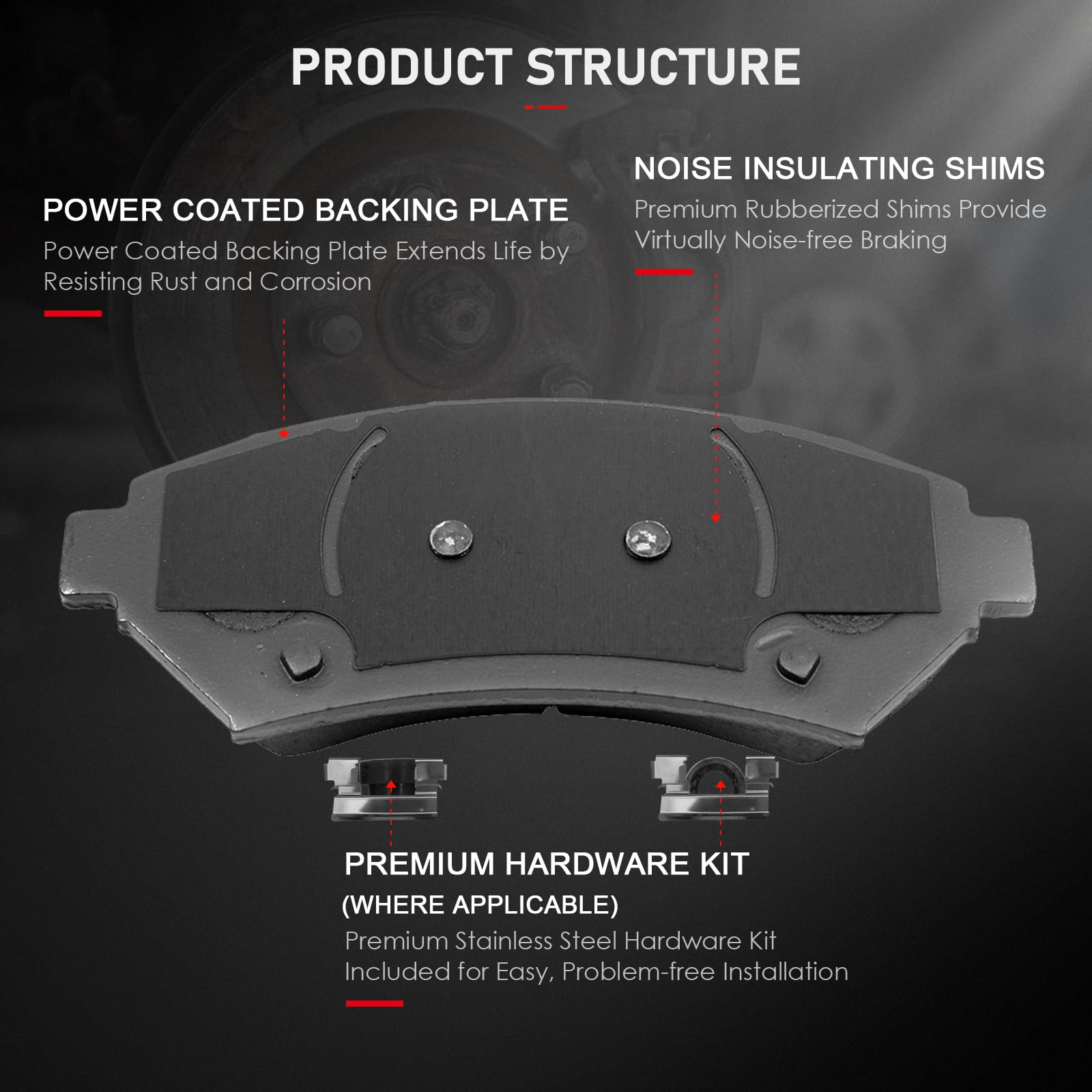 Cciyu D699 Professional Ceramic Front Brake Pads Set Fit For Buick Century,Lesabre,Regal,Deville,Eldorado,For Chevy Impala,Ventu
