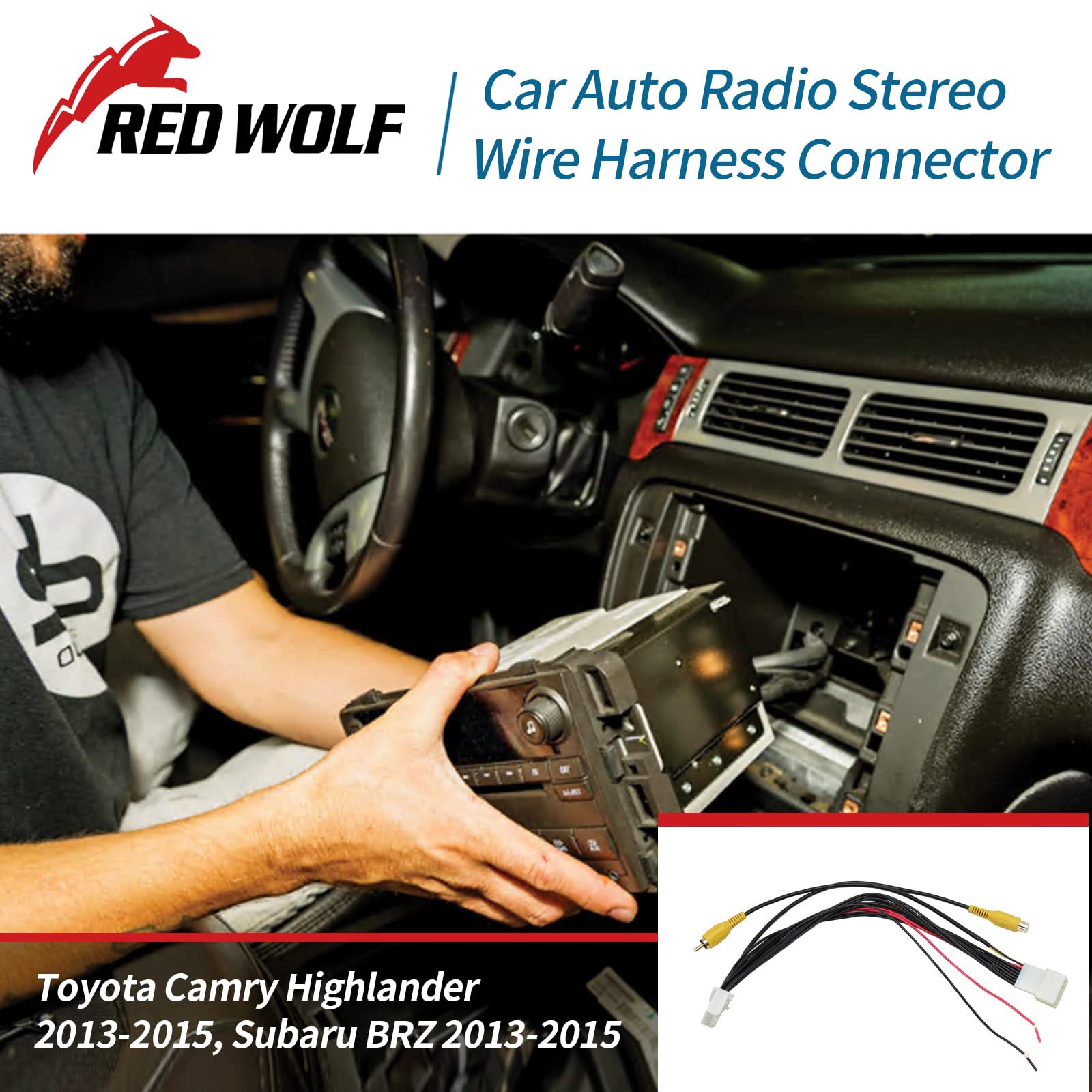 Red Wolf Reverse Camera T-Harness 16-Pin Fit For 2012-2015 Toyota Prius Camry, 2014-2015 Scion Tc Oem Factory Display Navigation