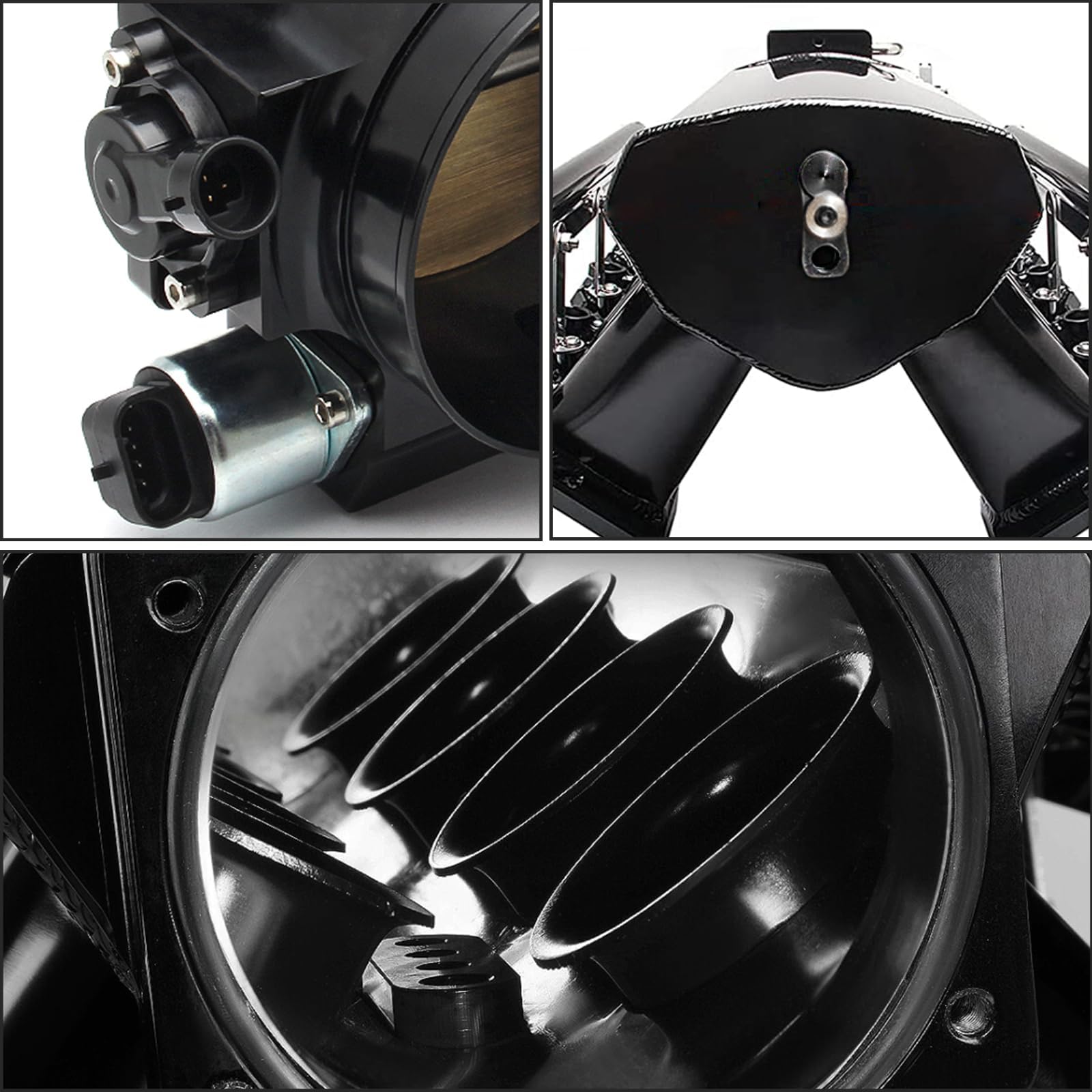 YESHMA For LS LS1 LS2 LS6 Intake Manifold with Throttle Body Compatible with Chevy 4.8L 5.3L 5.7L 6.0L (102MM Black)