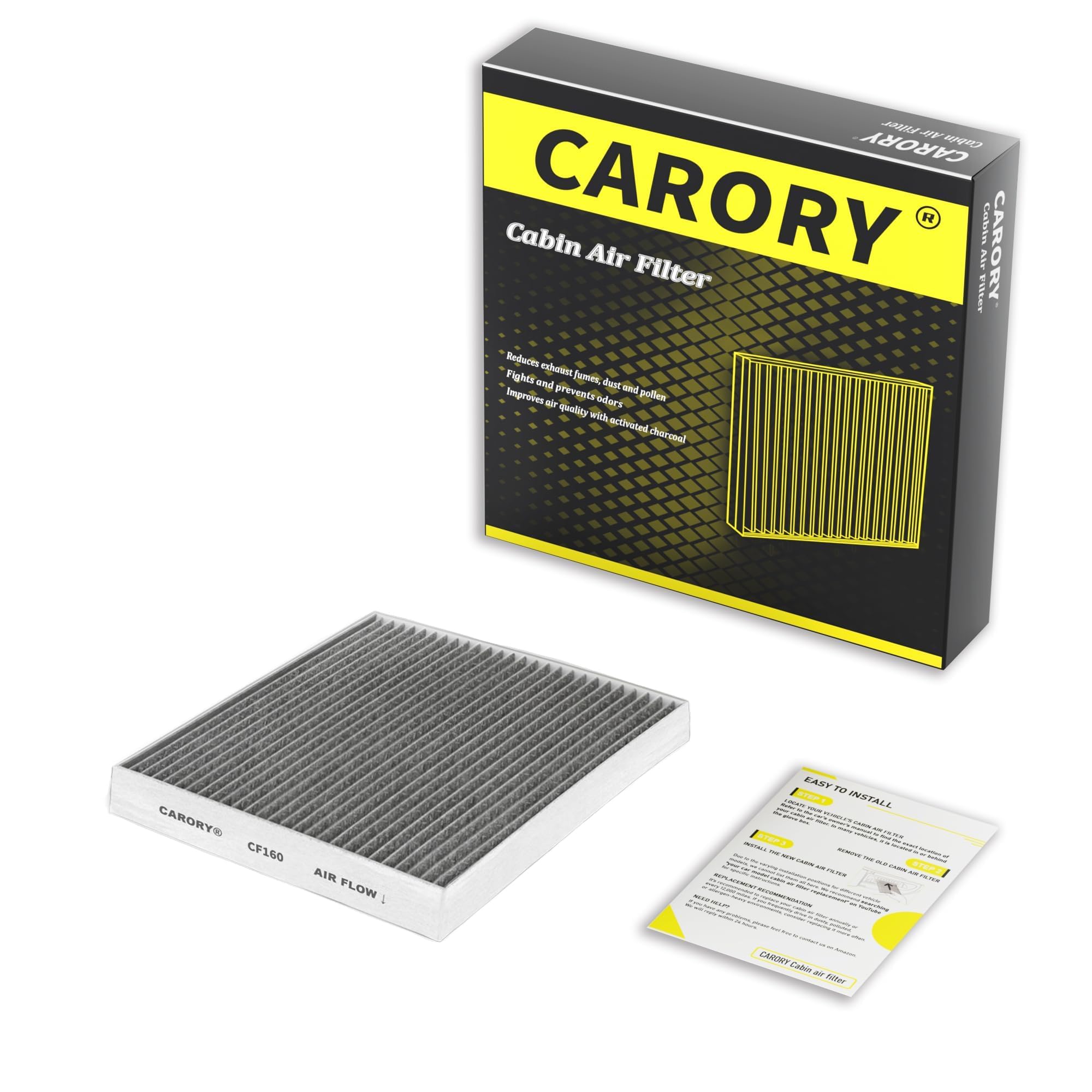 CARORY Cabin Air Filter w/Activated Carbon for Hyundai Kona 18-23, Tucson 16-21, Veloster 19-21, Veloster N 19-21, Venue 20-23, 