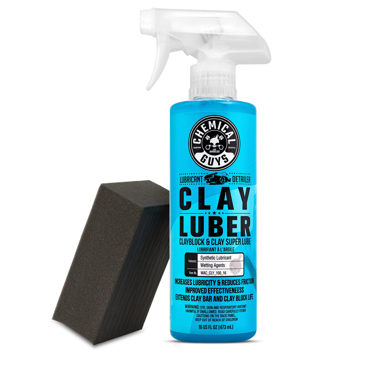 Chemical Guys Clay_Block_Kit Clay Block V2 And Clay Luber, Clayblock And Clay Super Lube, 16 Fl Oz