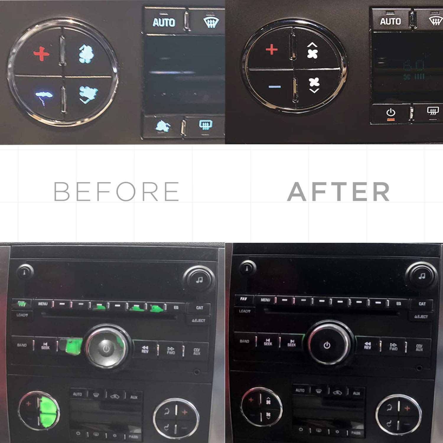 Oxgord Ac Dash Button Repair Kit - Original Design & Made In Usa - Best For Fixing Ruined Faded A/C Control Buttons - Decal Replacement Fits Select 07-14 Gm Vehicles - Car Suv Van Truck Accessories