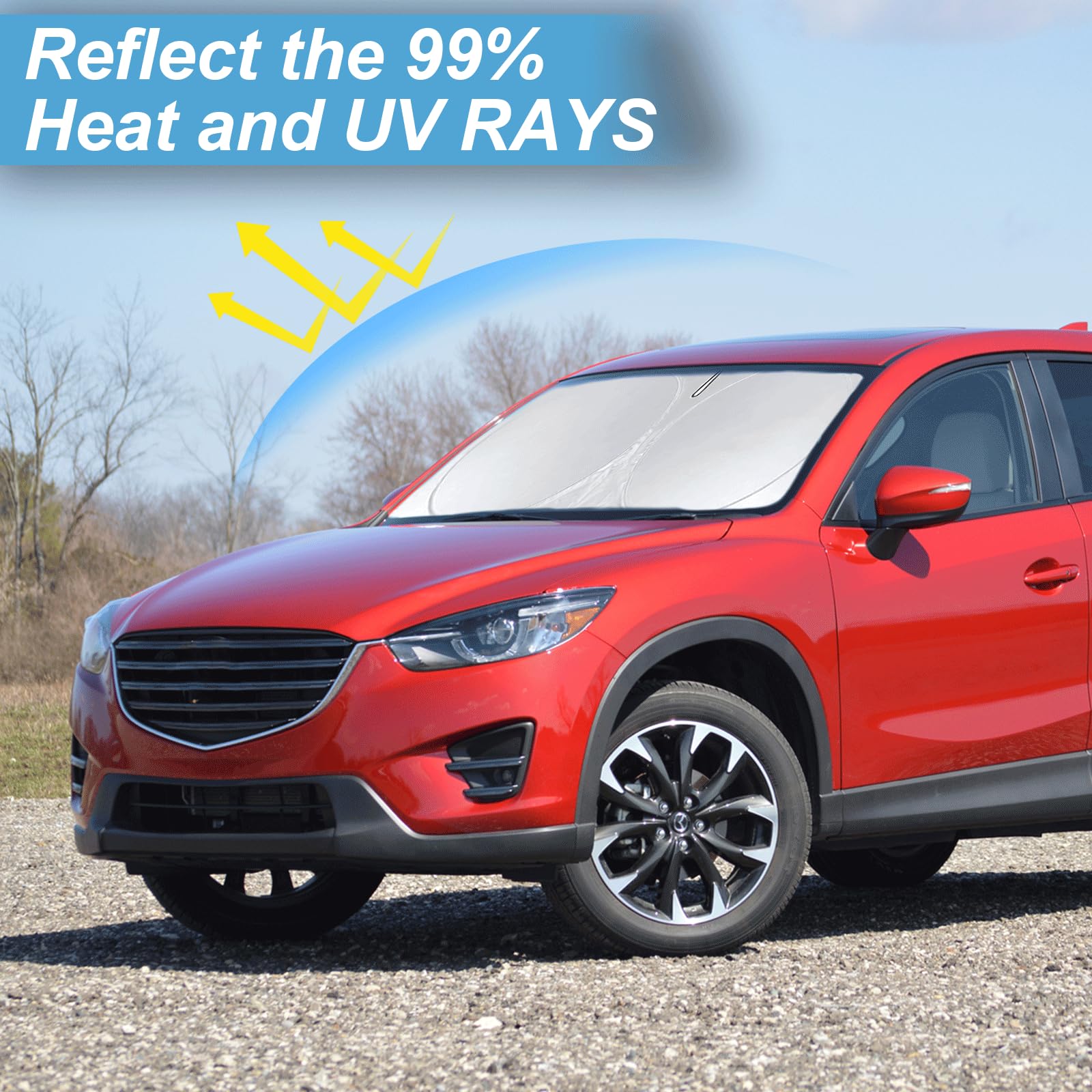 Windshield Sun Shade Compatible With 2024 2023 2022 2021 2020 2019 2018 Mazda Cx5 Cx-5, Cx-3, Cx-9,Front Window Sunshades 210T R