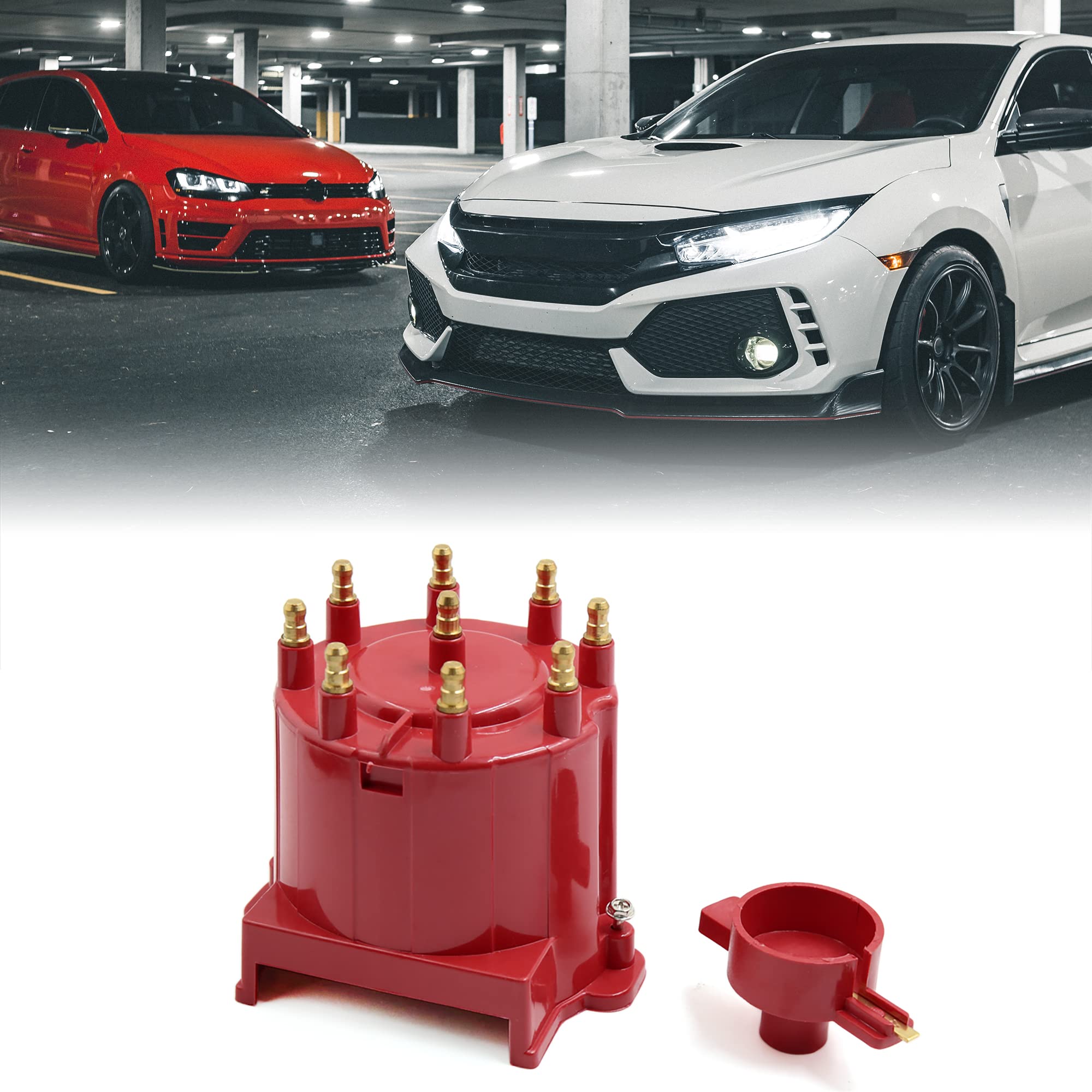 Uxcell 8406 Car Ignition Distributor Cap And Rotor Kit External Coil For Chevrolet Suburban C1500 C2500 C3500 For Gmc K1500 Jimmy 8 Cylinder Engine Dc 12V