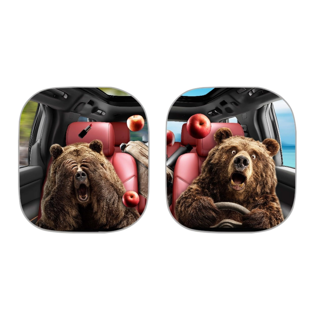 HUISEFOR Funny Car Windshield Sun Shade 2 Piece Bear Automotive Windshield Sunshade for Women Foldable Car Sun Visor for SUV Veh