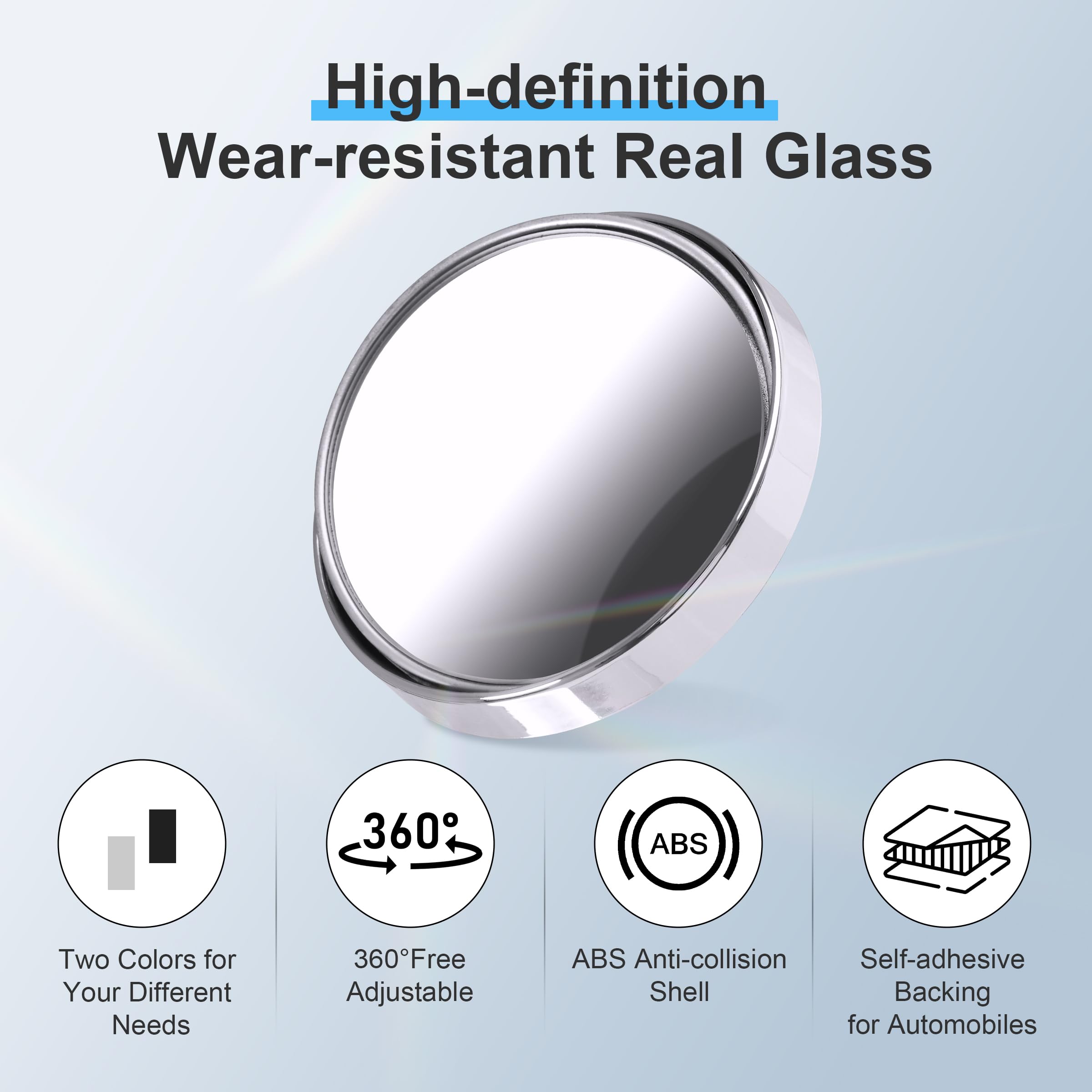 8 Pcs Blind Spot Mirrors for Car, 1.97 Round HD Convex Mirror, 360 Wide Angle Side View Mirror with ABS Housing for a wide range