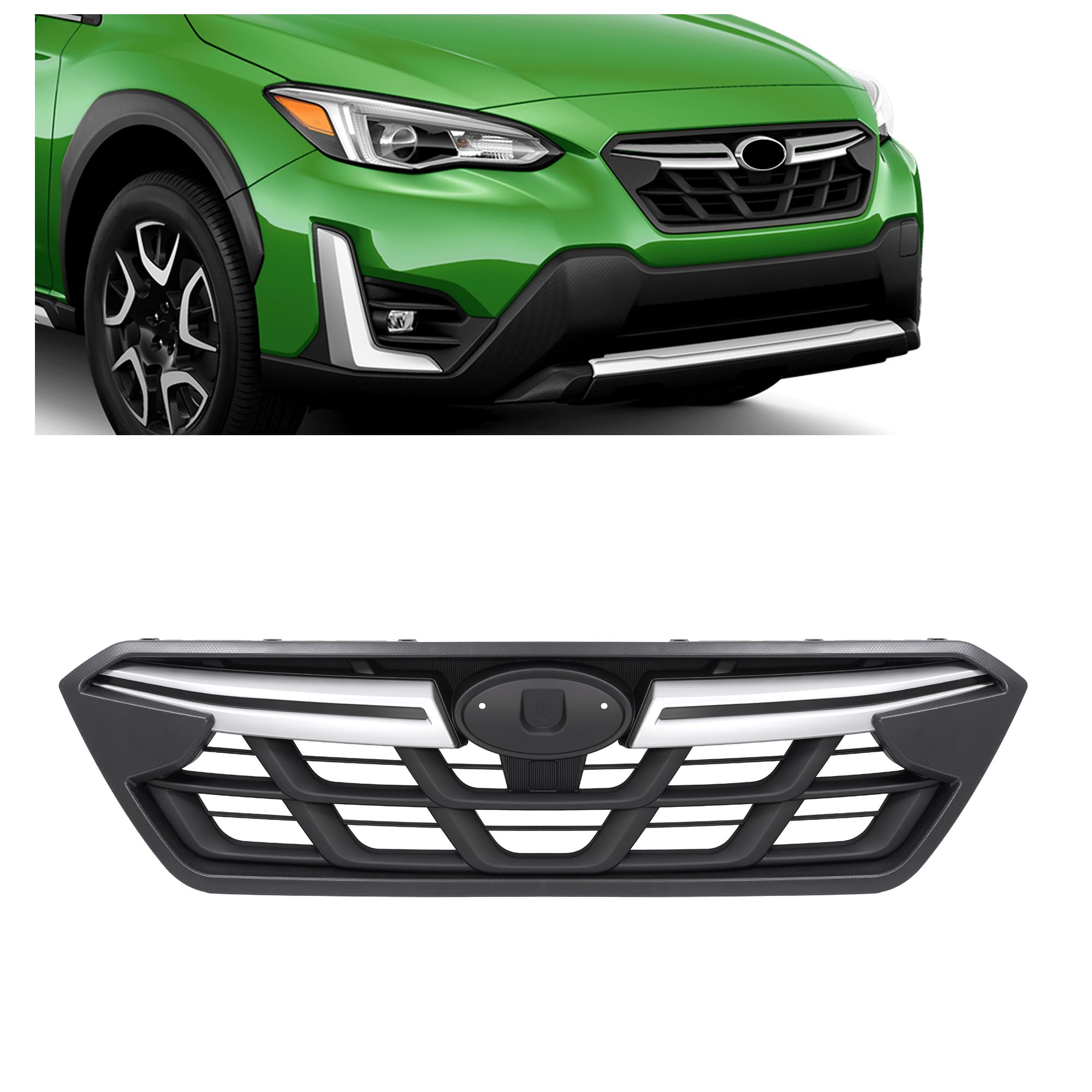 HECASA Front Grille Grill Compatible with 2021-2023 Subaru Crosstrek Replacement for 91121FL501 SU1200196 Front Bumper Grill Pai