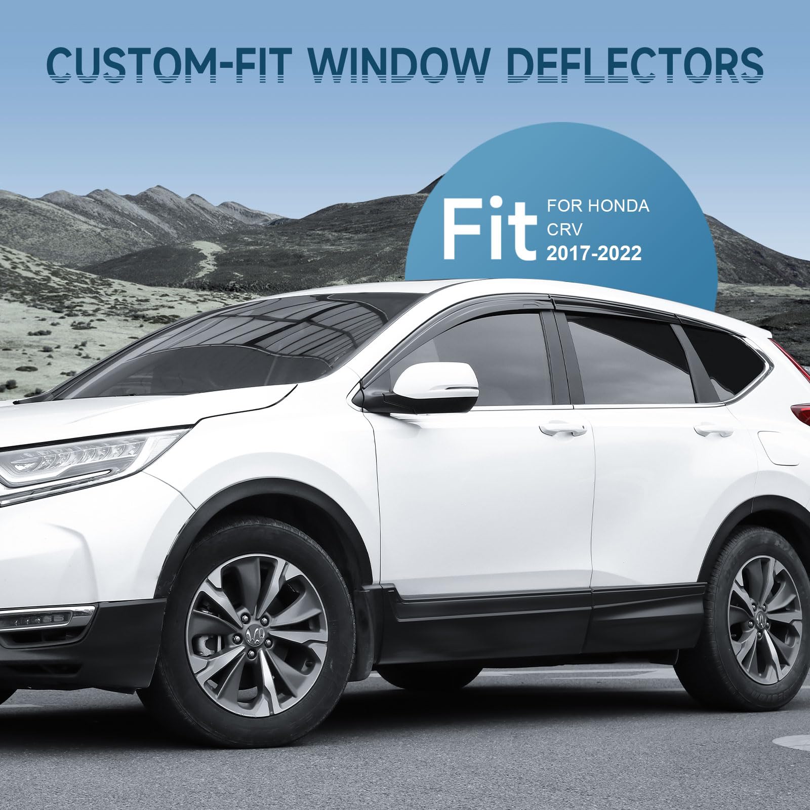 Aclong Black Rain Guards Fit For Honda Cr-V (Crv 2017 2018 2019 2020 2021 2022 Tape-On Side Shatterproof Window Visor, Window De