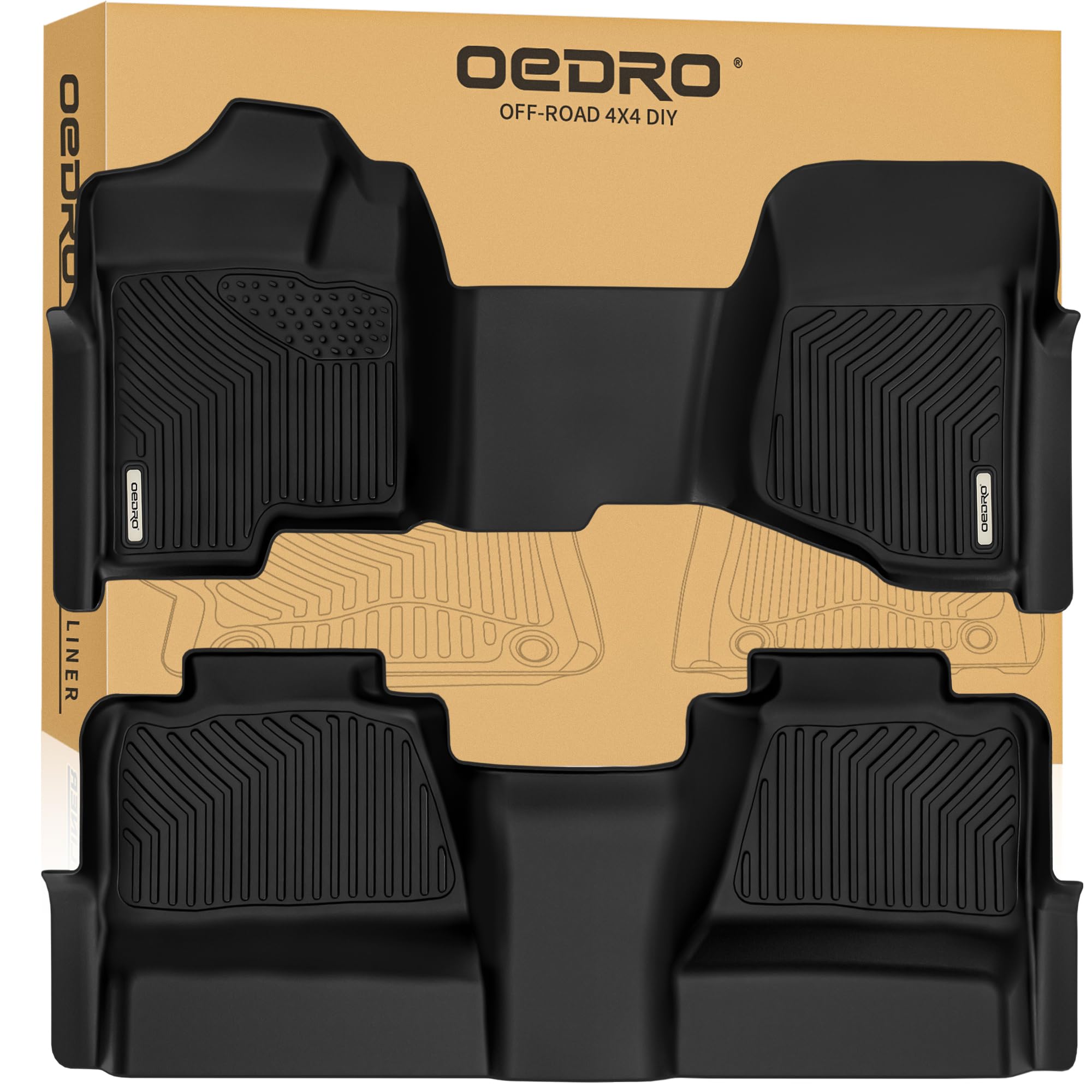 Oedro Floor Mats Fit For 2007-2013 Silverado/Sierra 1500&2007-2014 Silverado/Sierra 2500/3500 Hd Crew Cab (Without Storage Box),
