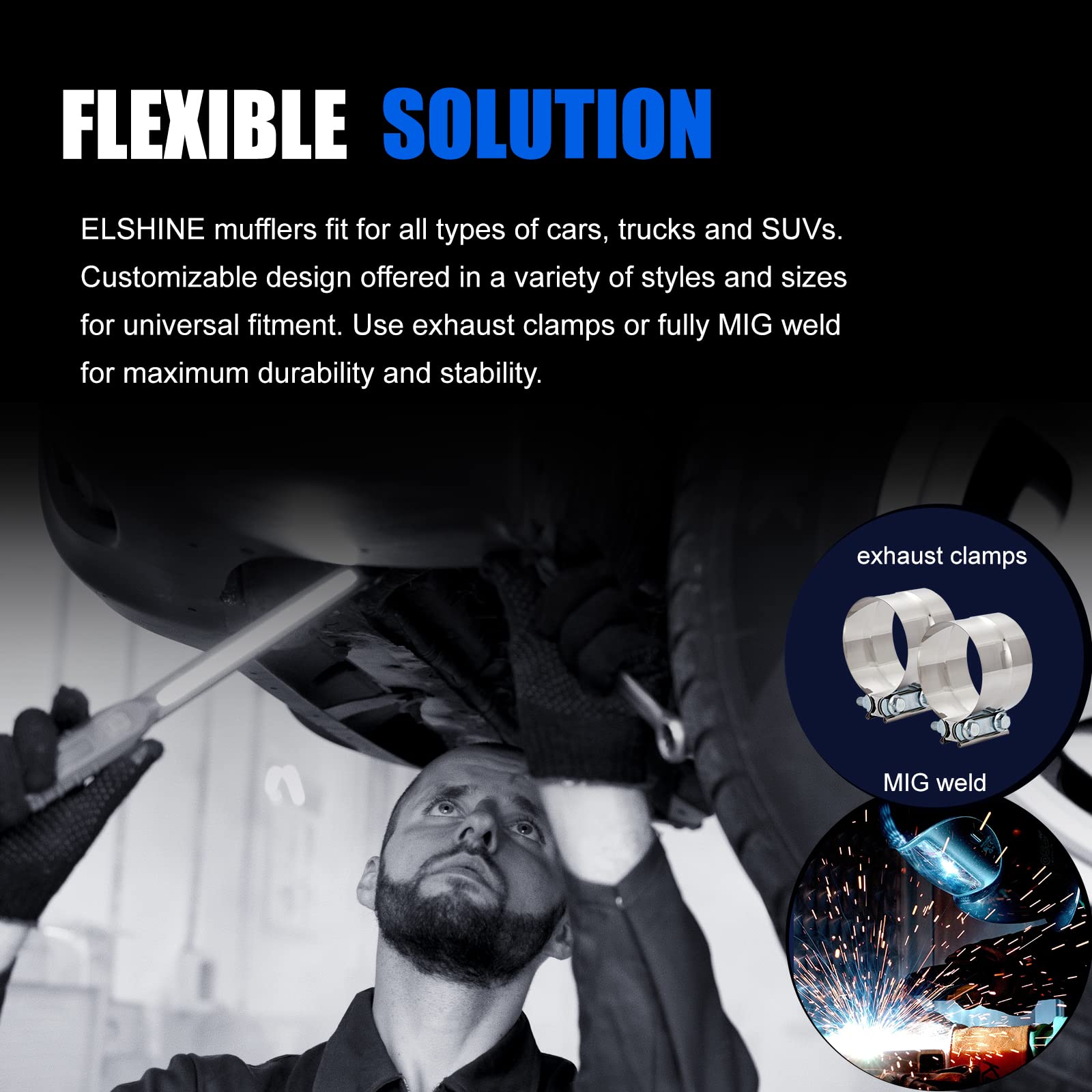 Universal Exhaust Muffler With Aggressive Sound, Anti-Corrosive Muffler, Chamber Performance Mufflers For Cars, Trucks(2.5'' Cen