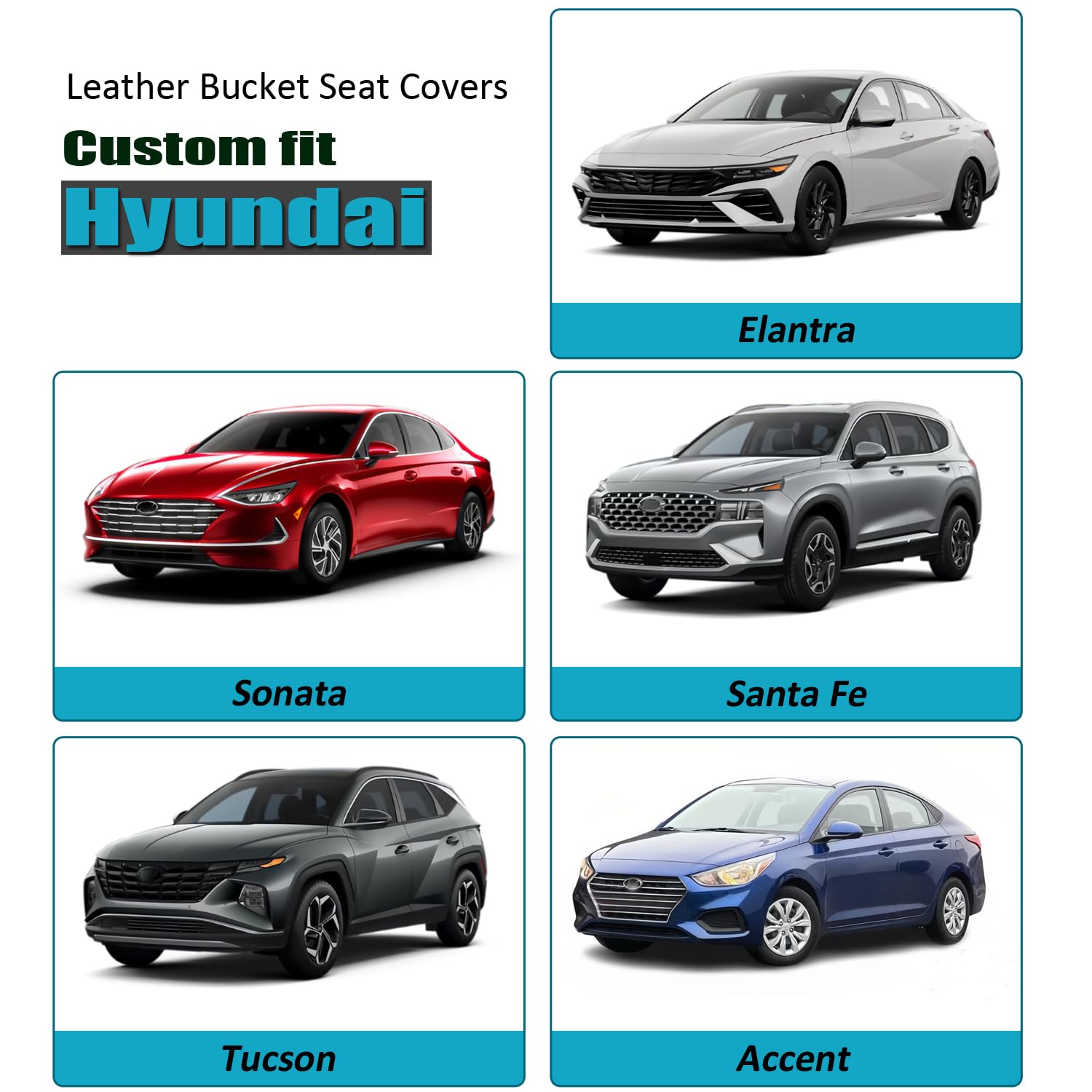 Giant Panda Front Car Seat Cover For Hyundai, Leather Bucket Seat Covers Custom Fit Hyundai Sonata Elantra Santa Fe Tucson Accen