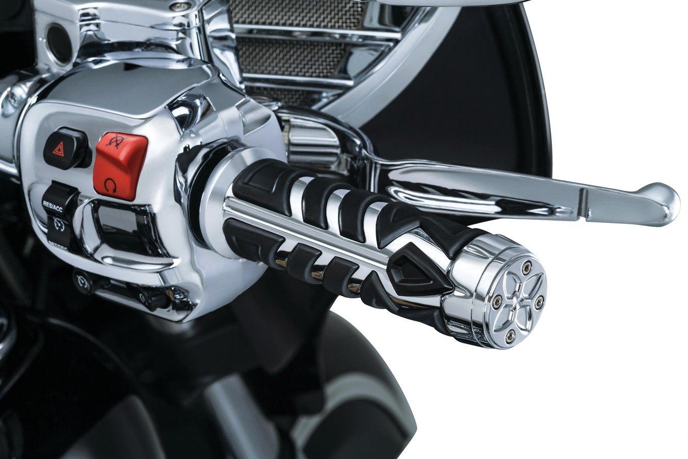 Kuryakyn 5635 Motorcycle Handlebar Accessory: Spear Grips With Rubber Inserts And End Caps For 2014-17 Indian Motorcycles, Chrom