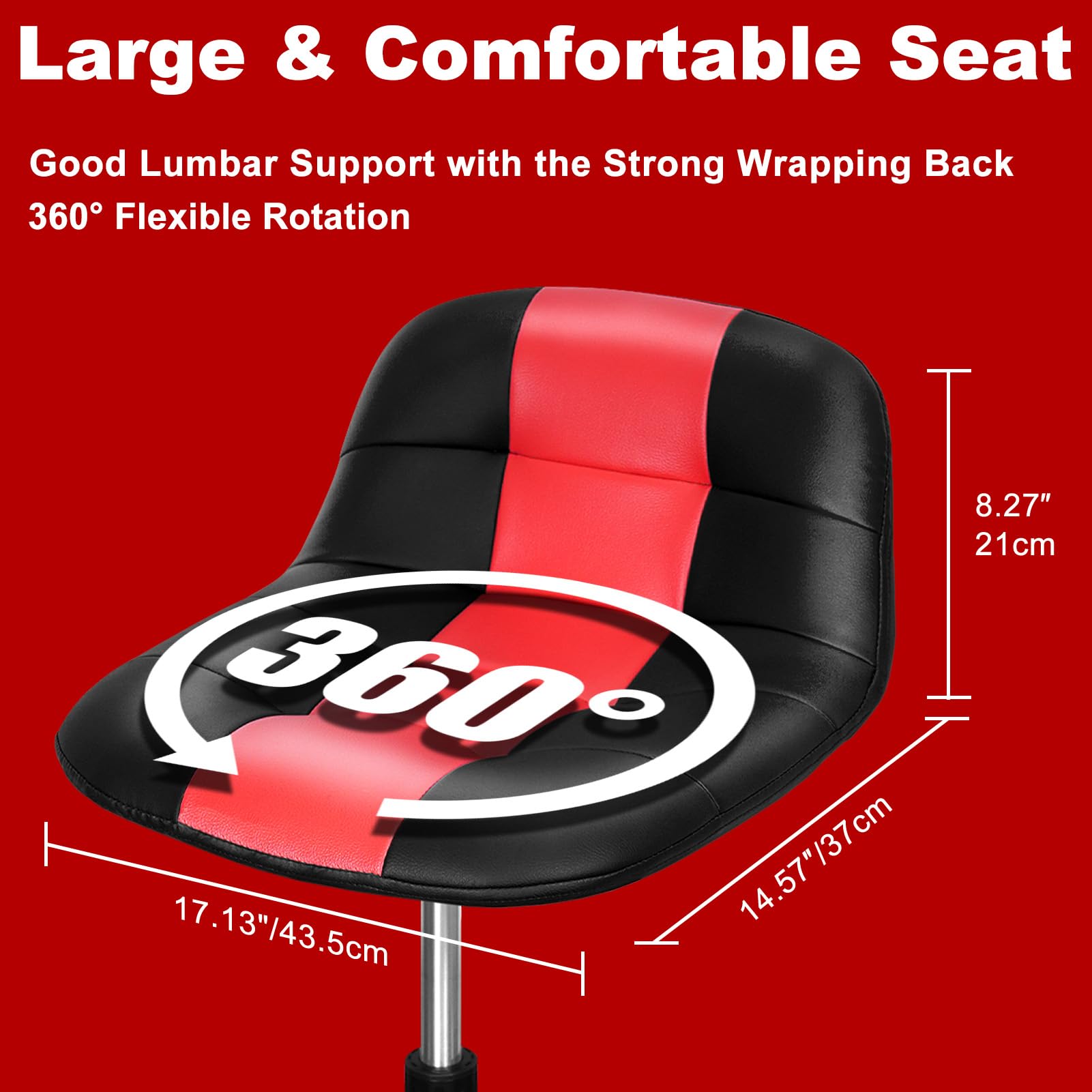 FreekyFit Rolling Shop Stool with Wheels, Adjustable Garage Mechanic Stool Seat Shop Roller Work Chair Mobile Rolling Seat with