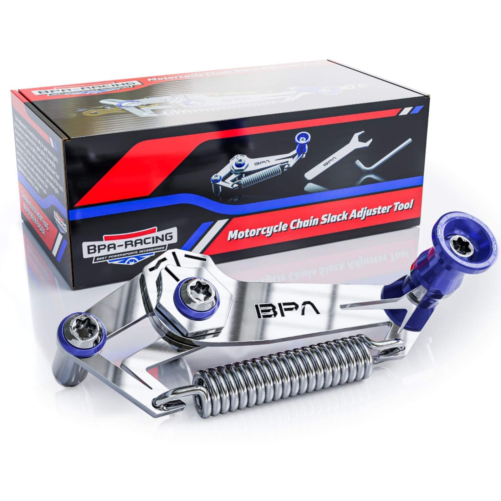 Bpa-Racing Motorcycle Chain Slack Adjuster Tool - Innovative Chain Tensioning Tool For Easy, Quick & Precise Chain Slack Adjustm