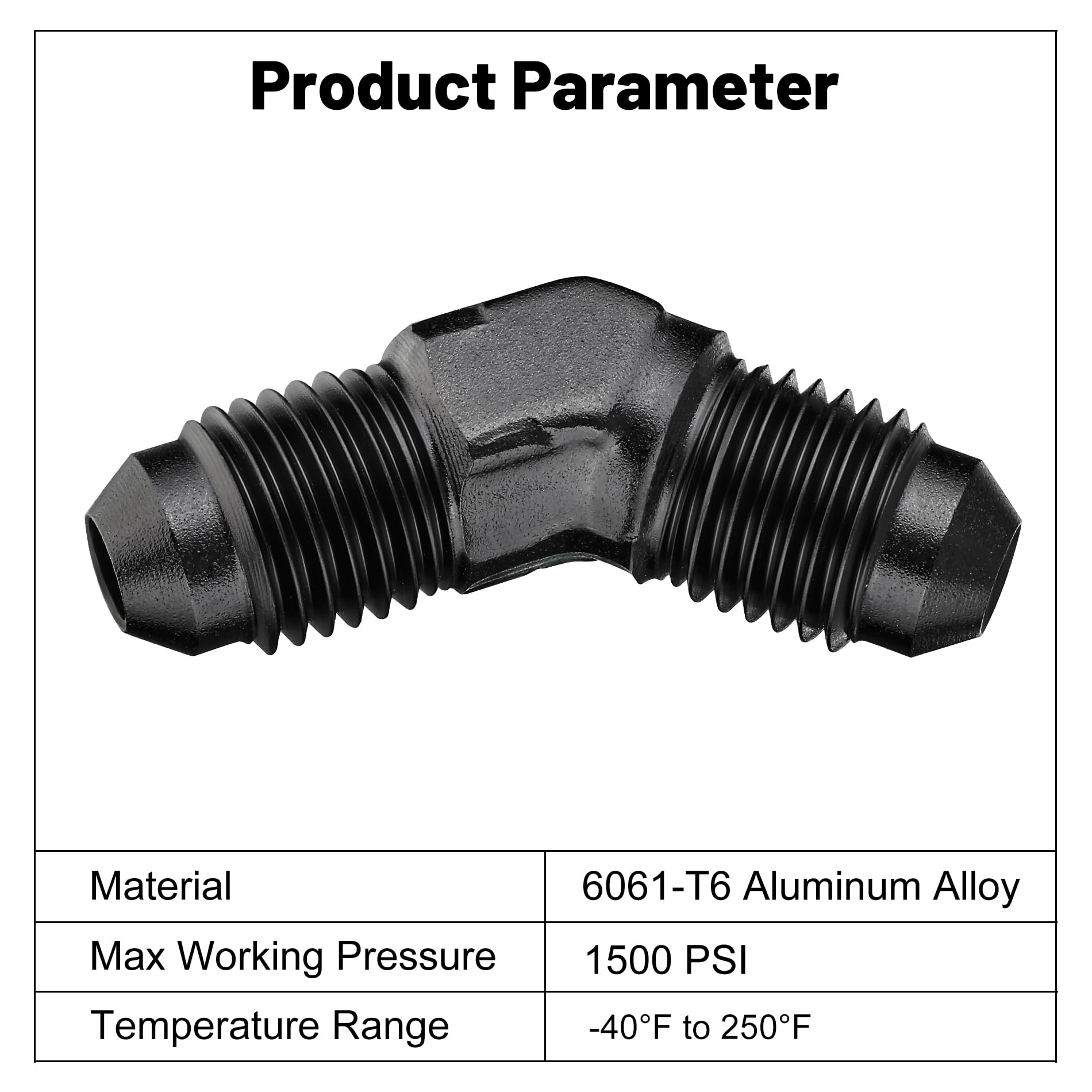 EVIL ENERGY 4AN Male to Male Flare 45 Degree Union Coupler Fitting Coupling Aluminum Black