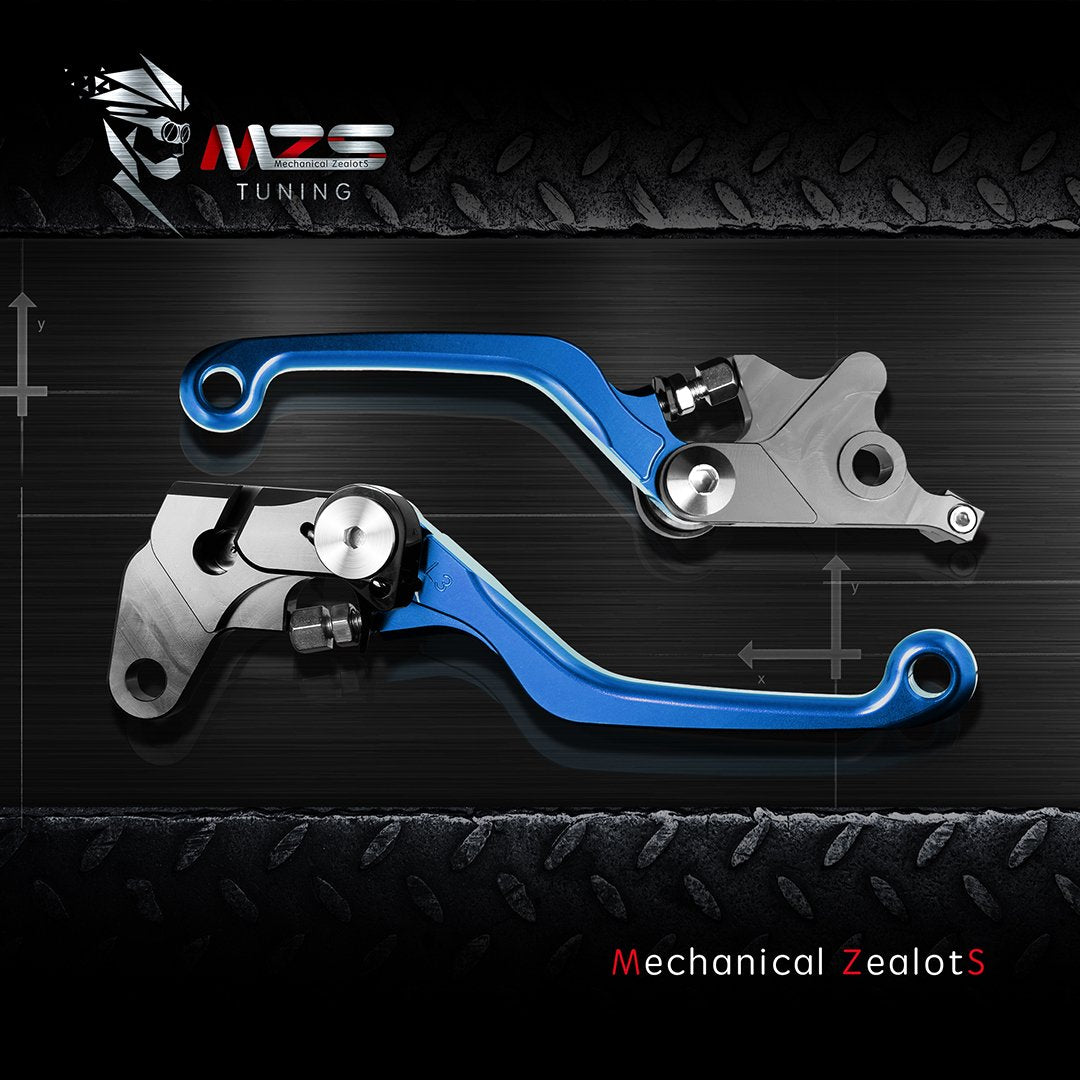 Mzs Blue Dirt Bike Brake Clutch Levers Pivot Adjustable Cnc Compatible With Yz125 Yz250 Yz426F Yz450F 2001-2007 / Yz250F 2001-20