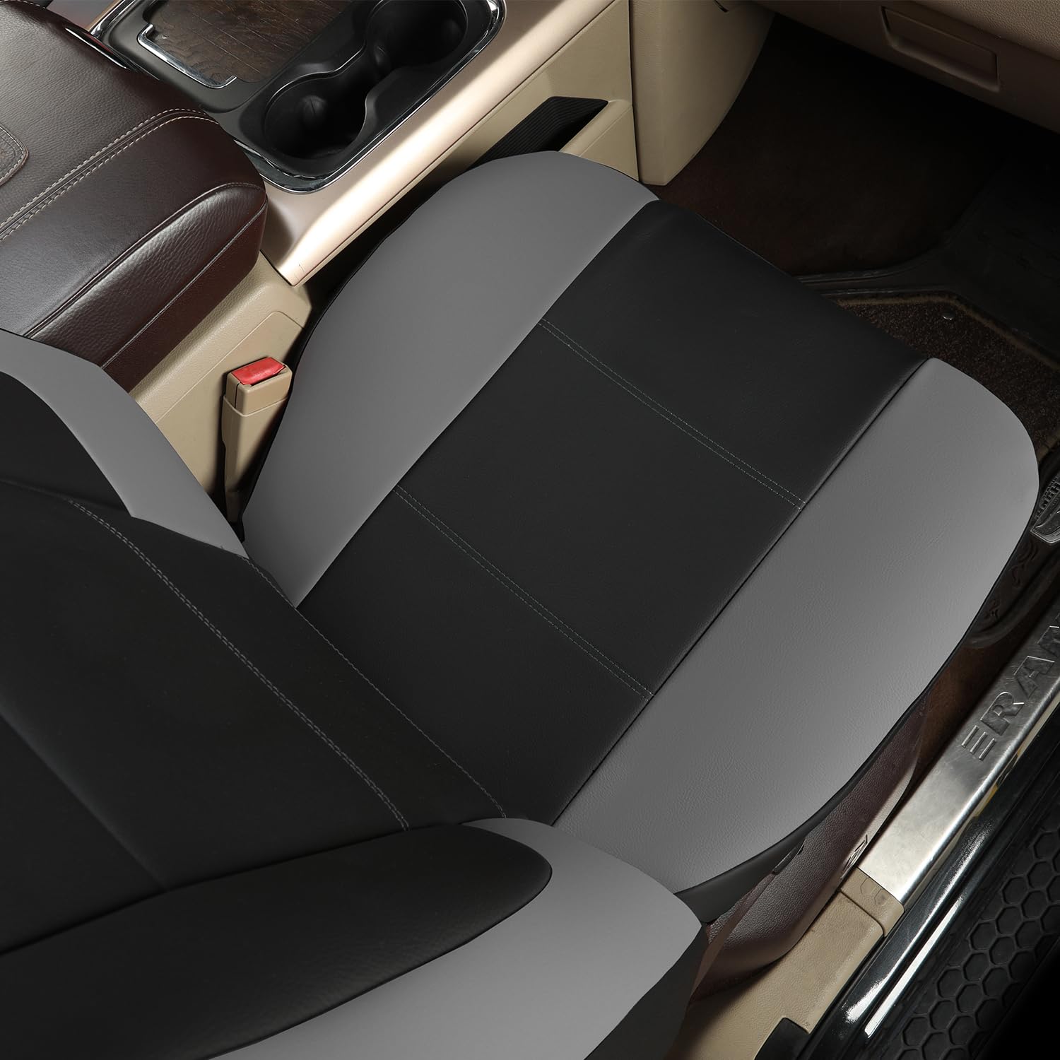 GIANT PANDA Front Car Seat Covers Custom Fit Dodge Ram 1500 2500 3500 Trucks Seat Protectors (Grey/Gray) 2-Pack