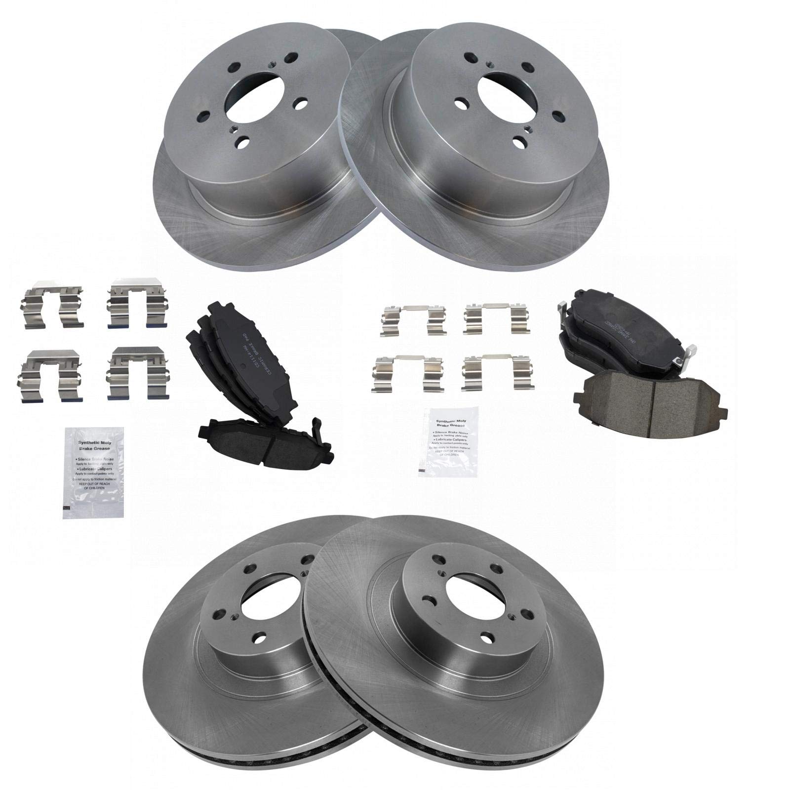 Trq Front And Rear Brake Pad & Rotor Kit Brake Pads Brake Rotor Ceramic Compatible With 2006-2009 Subaru Legacy 2005-2009 Outbac