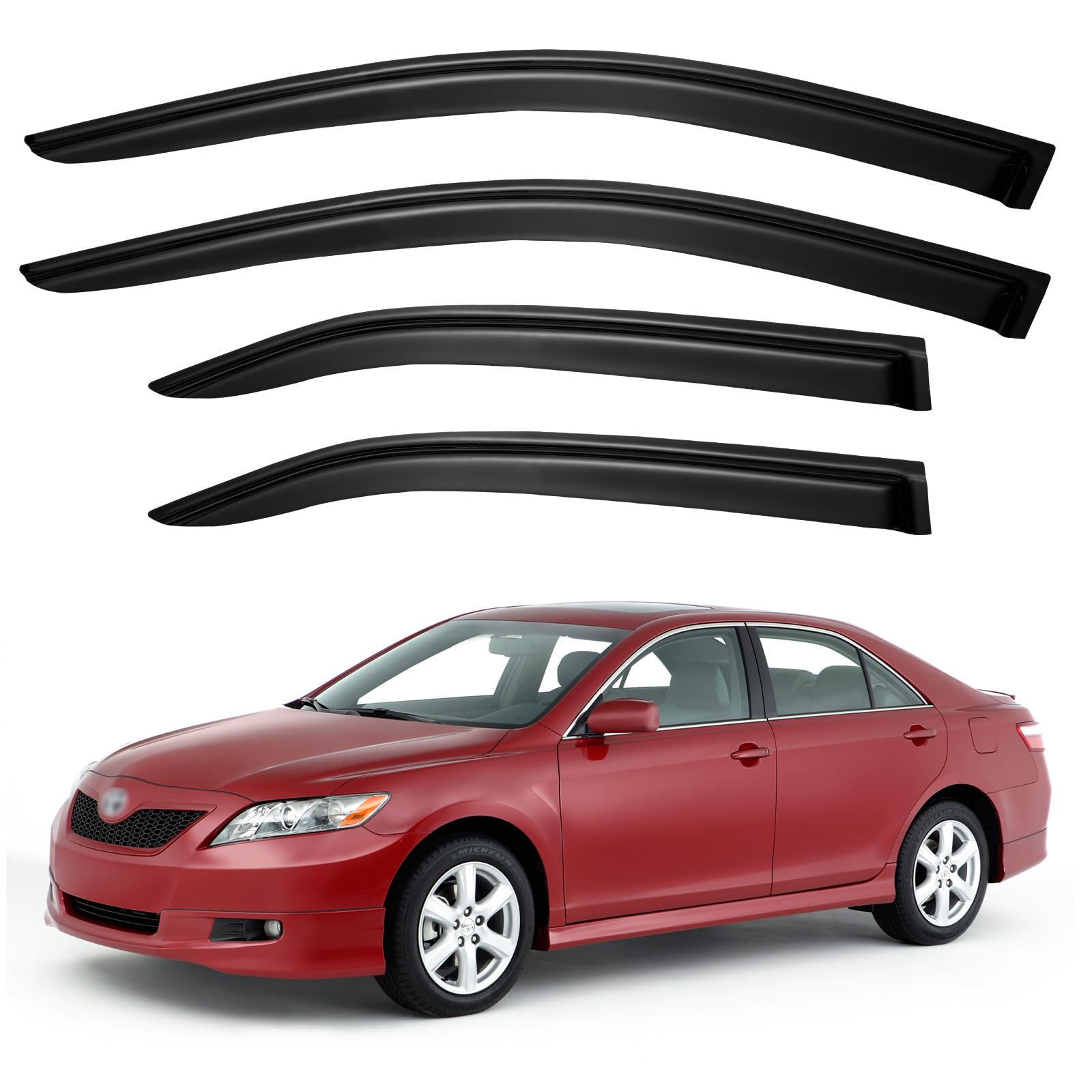 Window Visors Rain Guards for 2007 2008 2009 2010 2011 Toyota Camry, Out-Channel Window Vent Wind Deflectors Visors Shades for 0