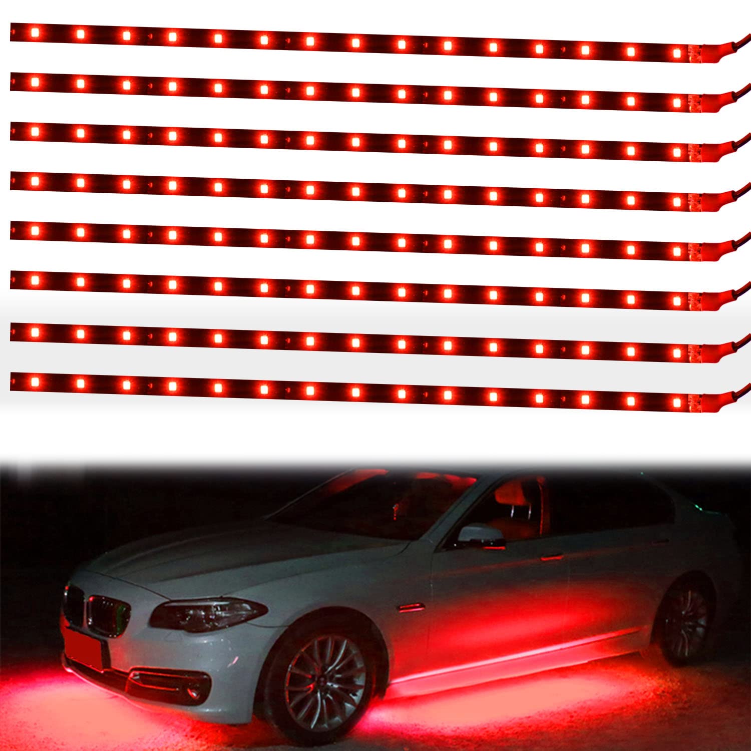 Xt Auto 8Pcs 12V Super Bright 30Cm 15 Led Flexible Waterproof Led Strip Light For Car Interior & Exterior Decoration Drl Day Running Light Or Boat Bus Garden