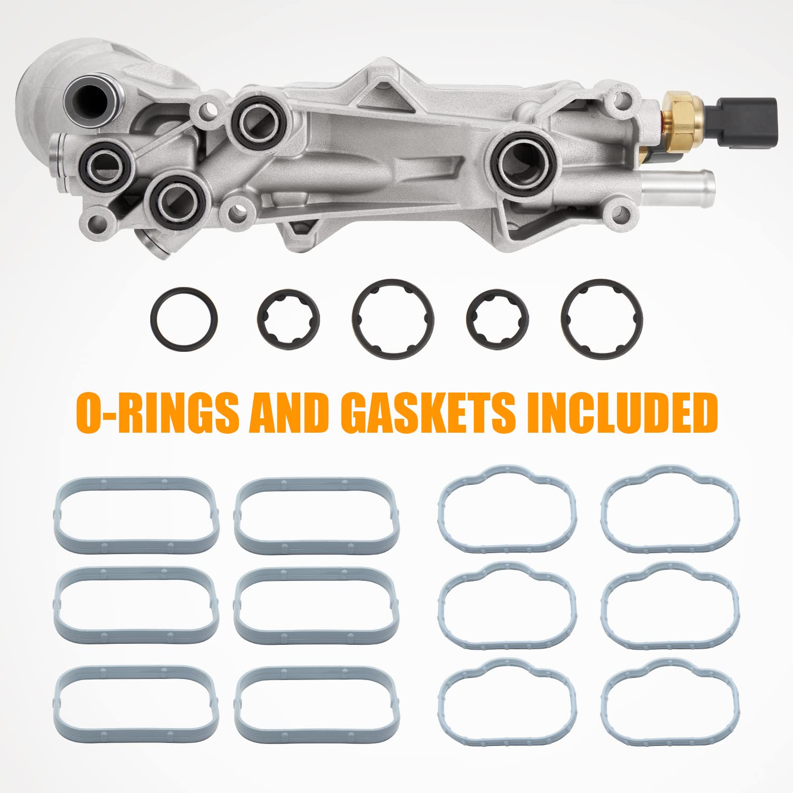 926-959 Upgraded Aluminum Engine Oil Filter Housing Kit With Oil Cooler Sensors And Gaskets Compatible With 2011-2016 Chrysler 200 300, Dodge Charger Challenger Journey, Wrangler, Ram Promaster 3.6L