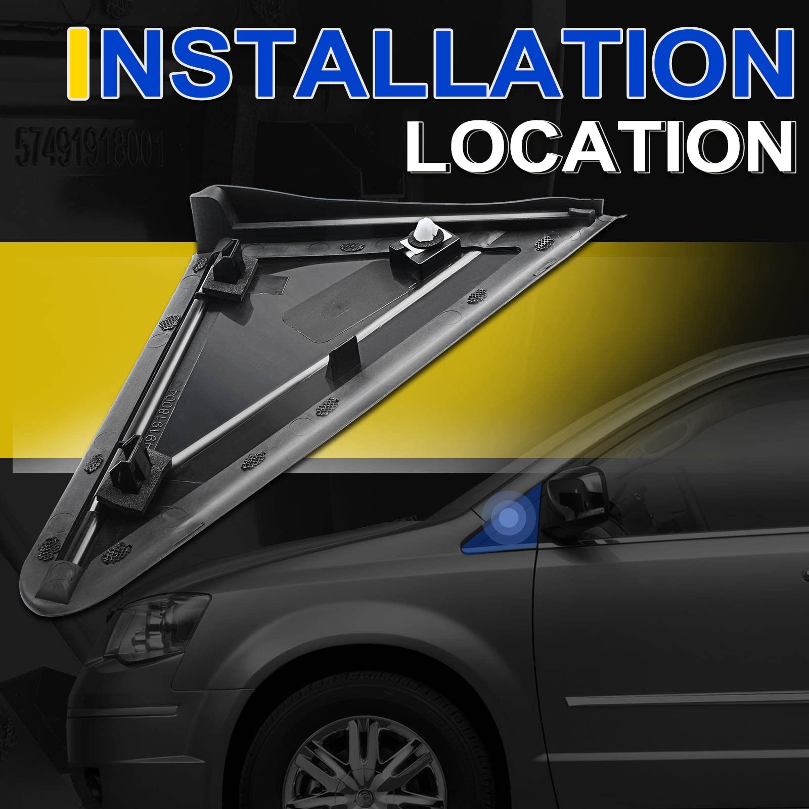 A-Premium Driver Mirror Flag Applique Panel Compatible with Chrysler Town & Country 08-16 & Dodge Grand Caravan 08-20 & Ram C/V