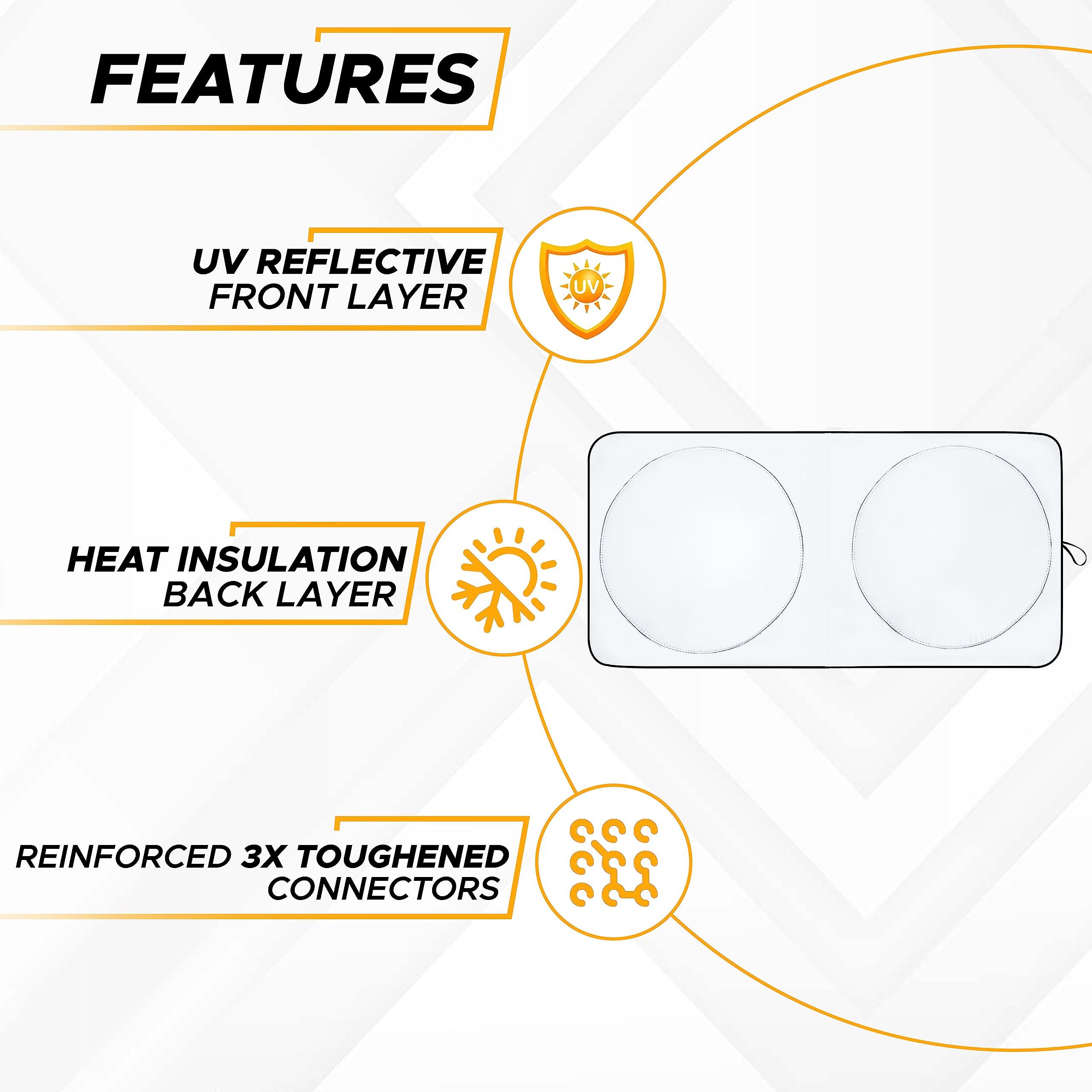 Econour Semi-Truck Sun Shade For Windshield (2 Ring) | 240T Uv Protective Sunshade For Truck Windshield Maximum Coverage To Bloc