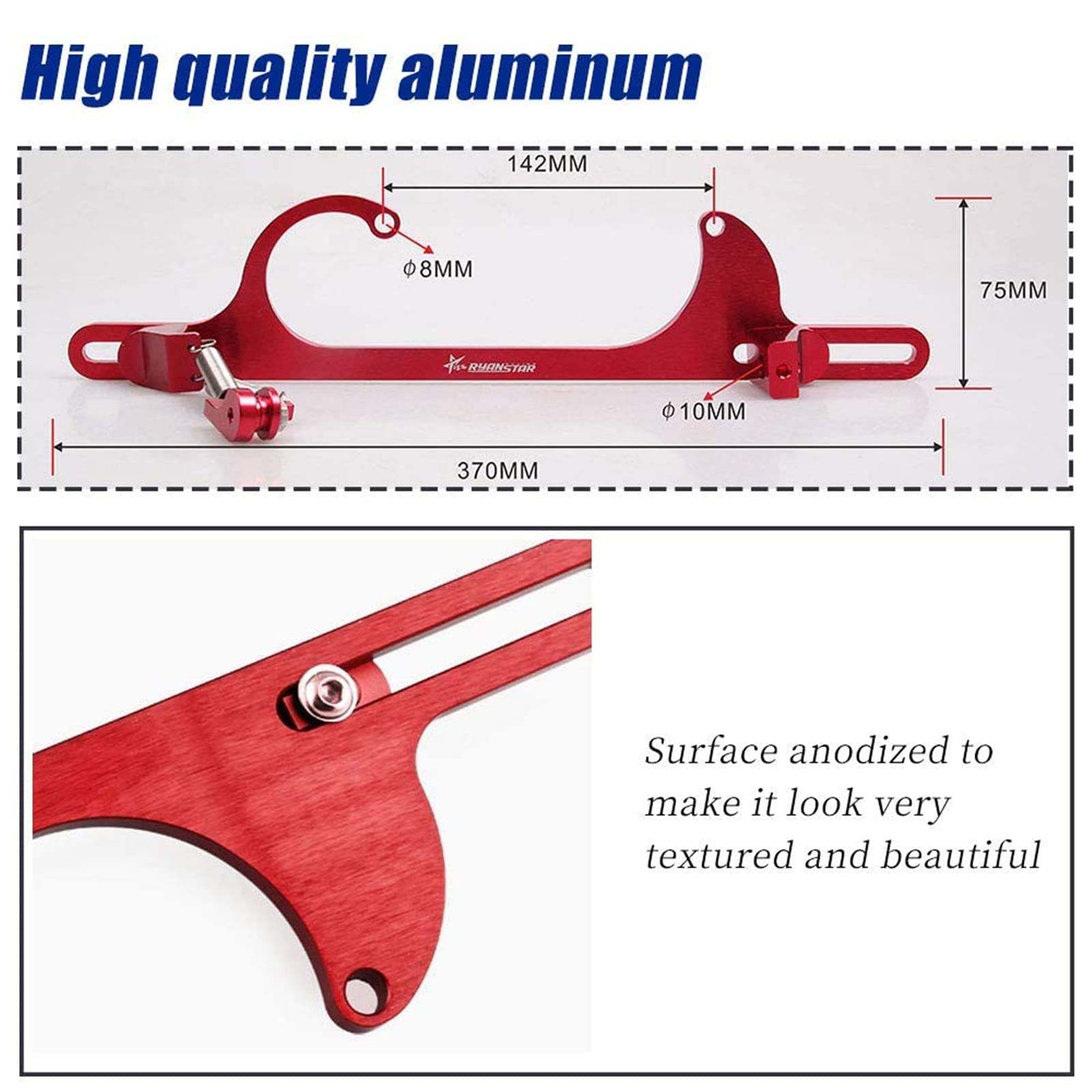 RYANSTAR Adjustable Throttle Cable Bracket for 4150/4160 Series, Billet Aluminum, Red Finish