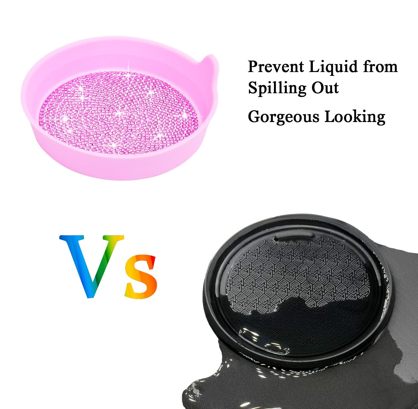 Amooca Car Cup Coaster Universal Non-Slip Cup Holders Bling Crystal Rhinestone Car Interior Accessories 4 Pack Pink Whole Rhines