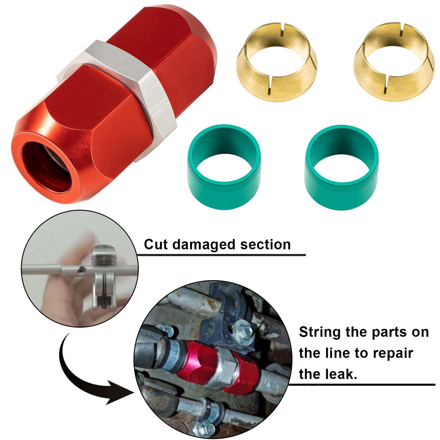 Hihitomorrow 800-642 Line Splice Connector for 1/2 Aluminum Lines - A/C Air Conditioning Repair Coupler, Multicolor