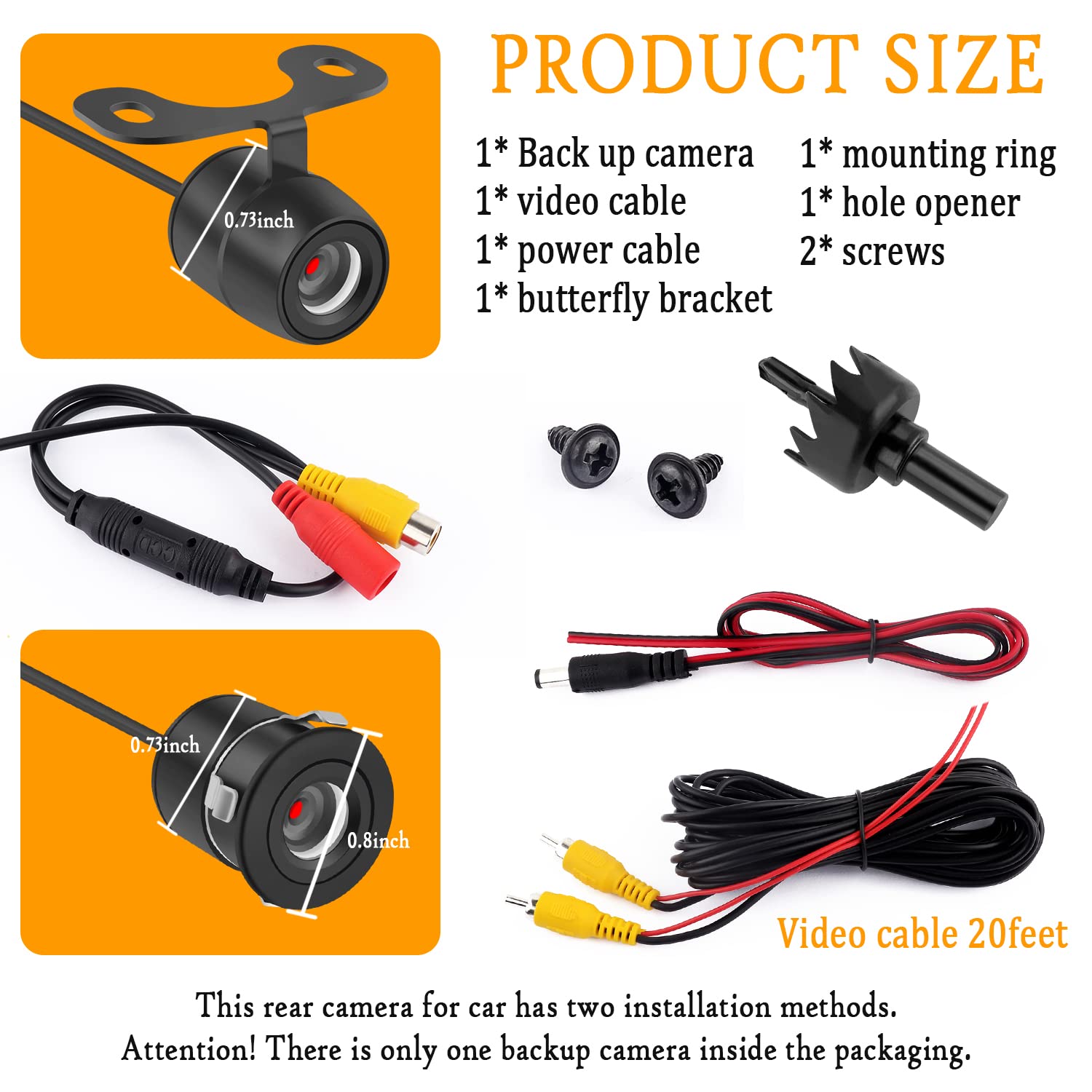 Car Reverse Backup Camera - [Hd Night Vision] [170Wide Angle] Front Side Rear View Camera With Dual Purpose Design - Waterproof