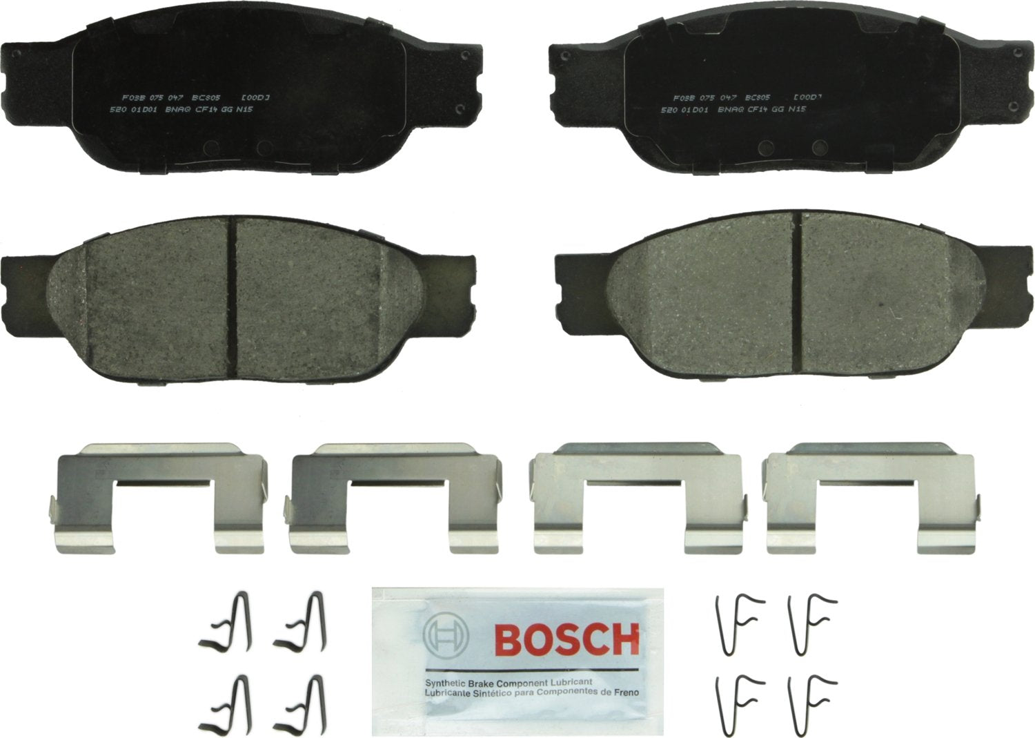 BOSCH BC805 QuietCast Premium Ceramic Disc Brake Pad Set - Compatible with Select Ford Thunderbird; Jaguar S-Type; Lincoln LS; F