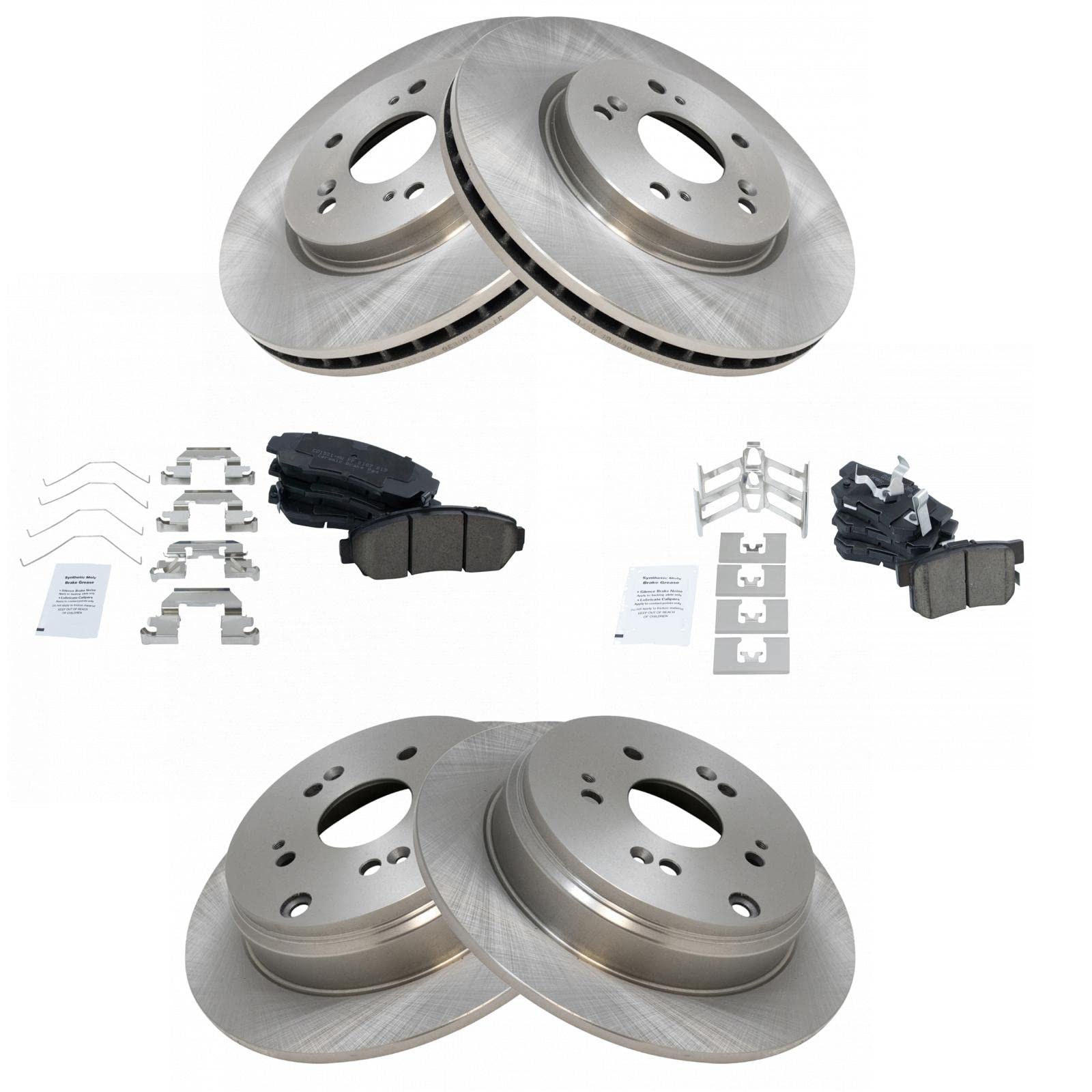 Trq Front And Rear Brake Pad & Rotor Kit Brake Pads Brake Rotor Ceramic Compatible With 2012-2016 Honda Cr-V