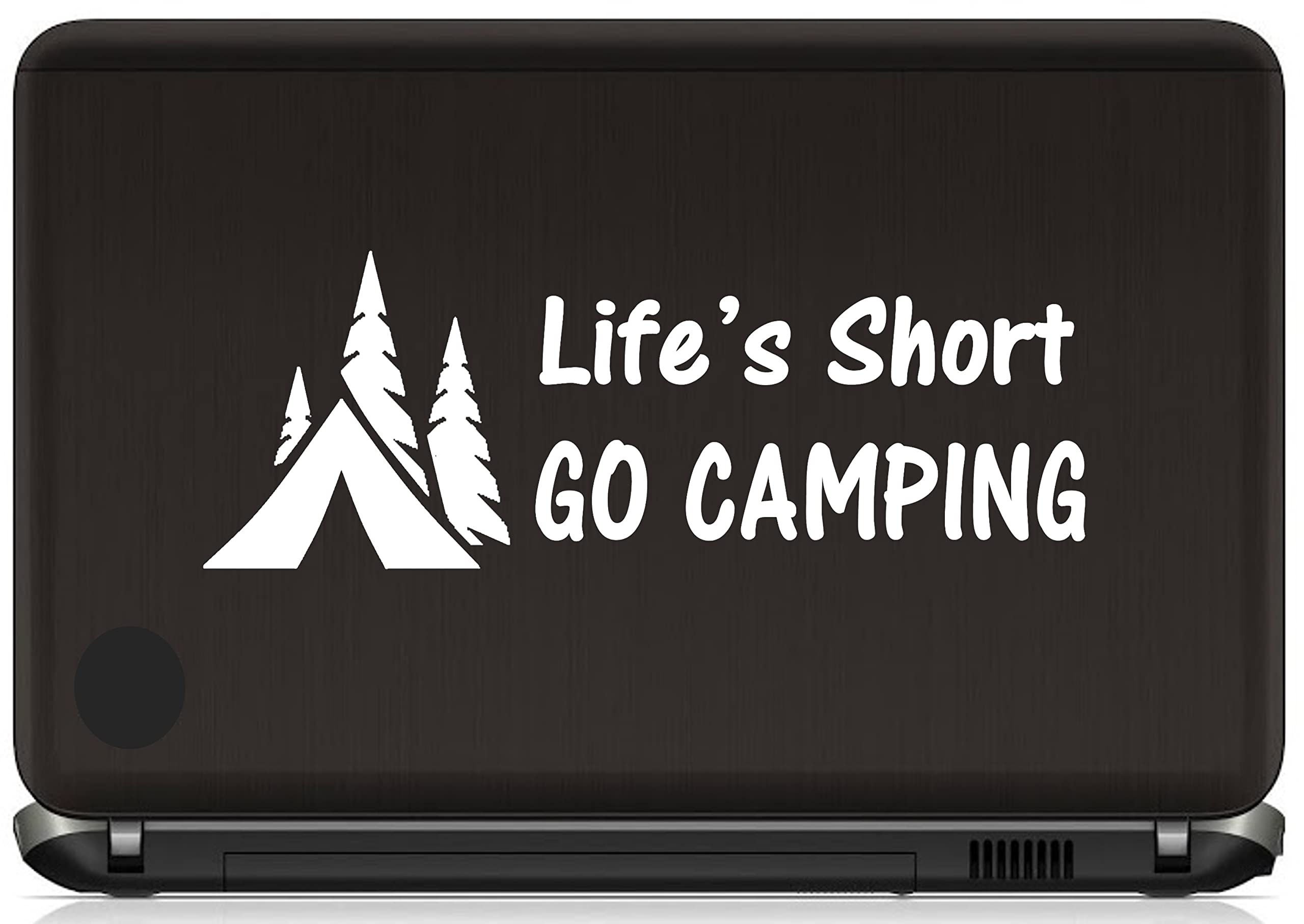 Bluegrass Decals A1084 LIFE'S SHORT GO CAMPING Camper Camping Decal Sticker for Truck SUV Window Tent Laptop Boat Trailer Hiking Trail ATV